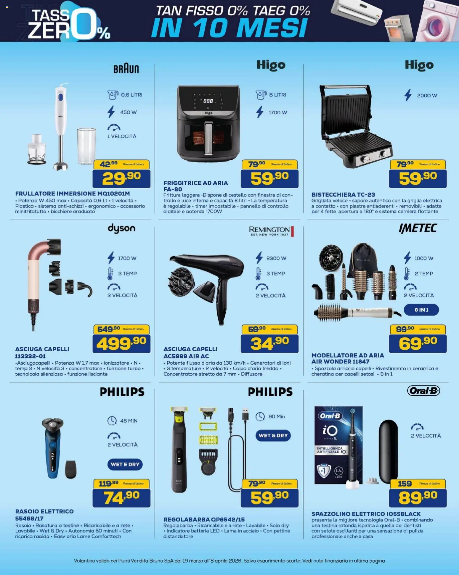Volantino BRUNO del 19.03.2026 | Pagina: 30 | Prodotti: Friggitrice ad aria, Spazzolino, Frullatore, Bistecchiera