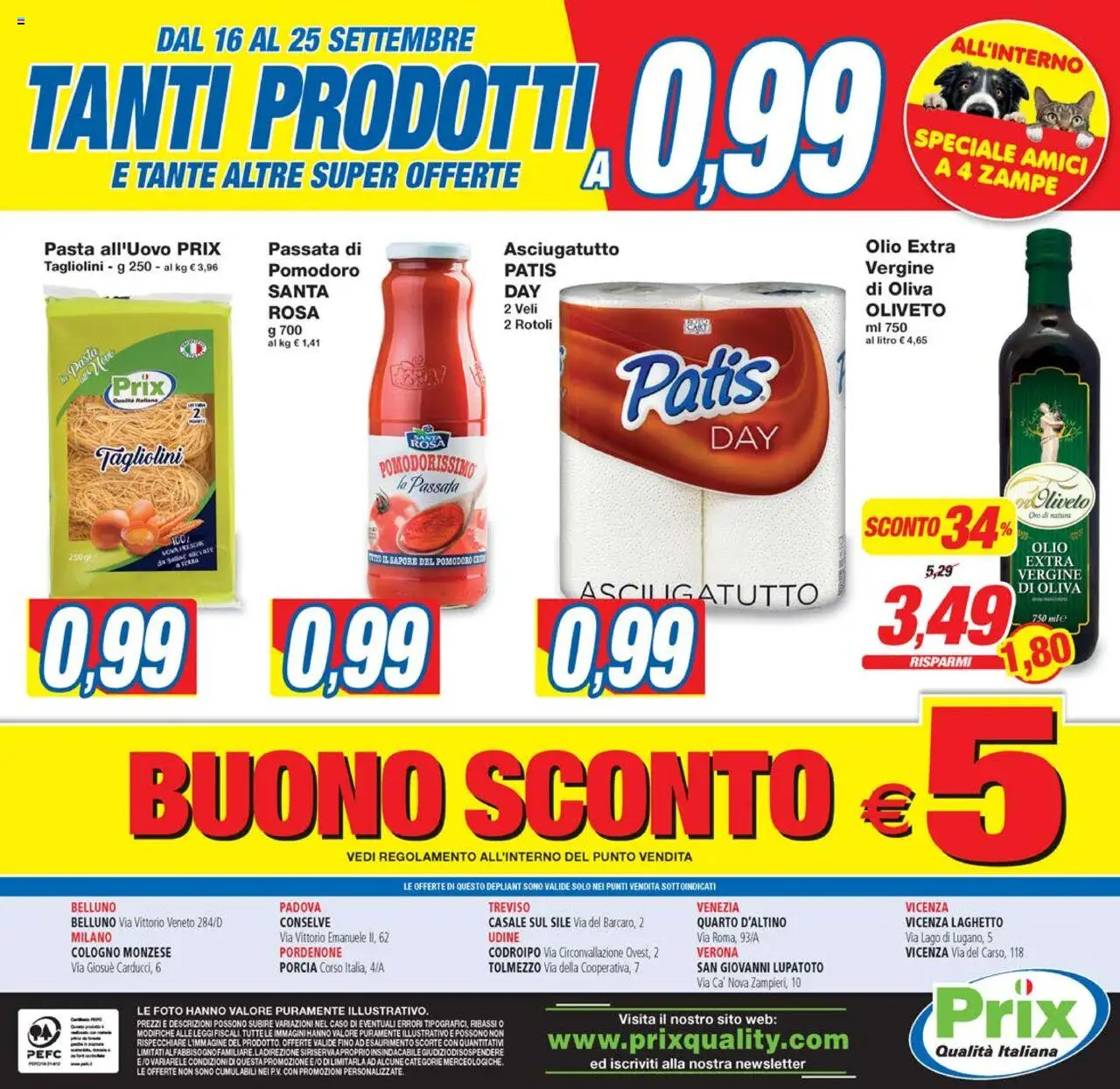 Volantino Prix del 16.09.2025 | Pagina: 16 | Prodotti: Pomodoro, Olio, Pasta, Asciugatutto