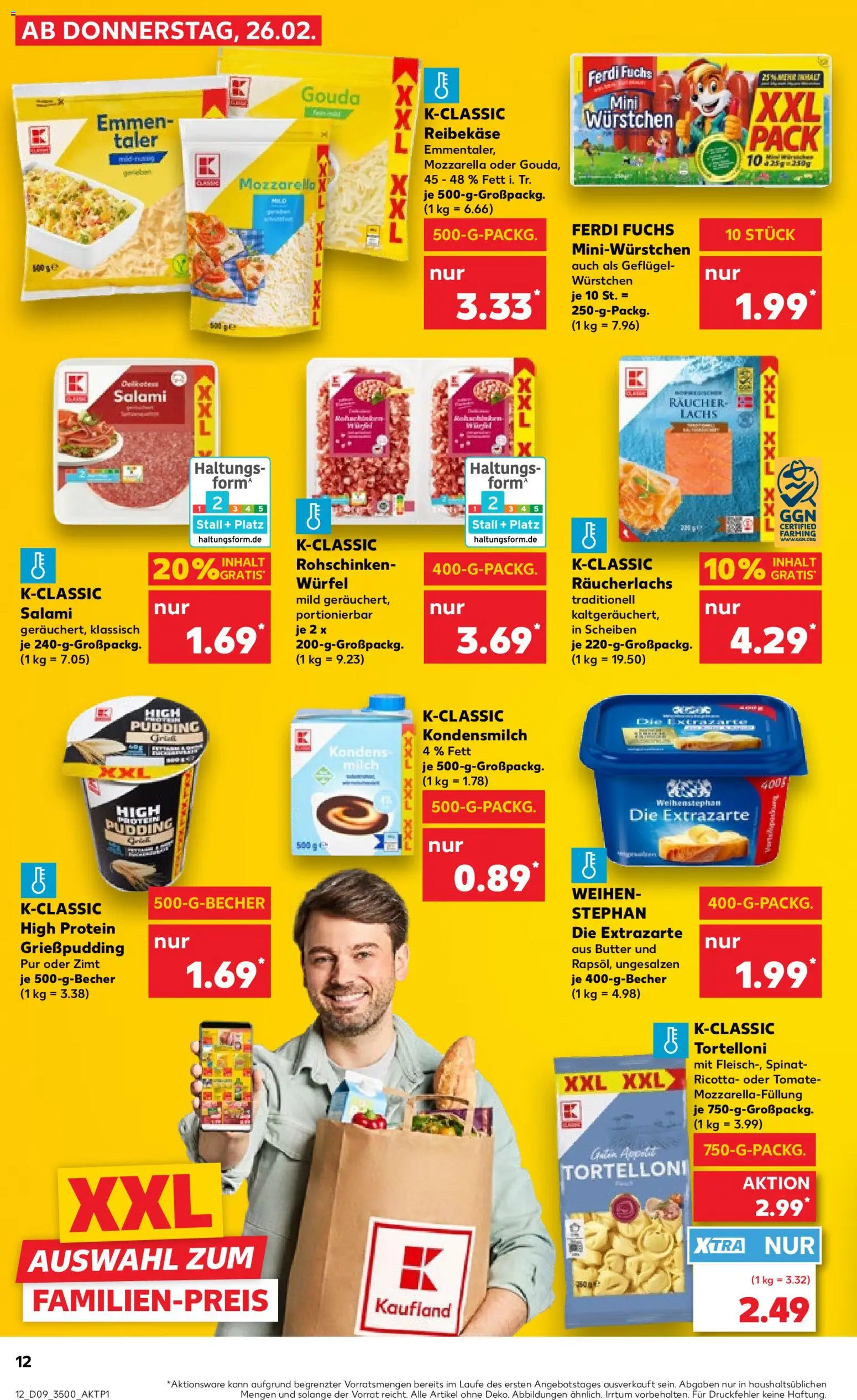 Kaufland prospekt Rostock	 – gültig ab 26.02.2026 | Seite: 12 | Produkte: Milch, Gouda, Räucherlachs, Reibekase