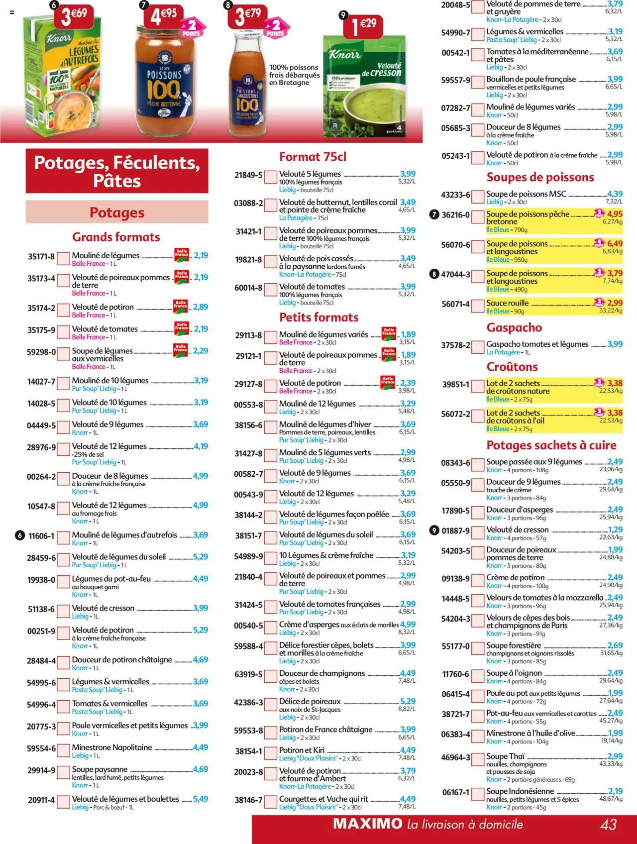  | Page: 43 | Produits: Soupe, Oignons, Pâtes, Crème