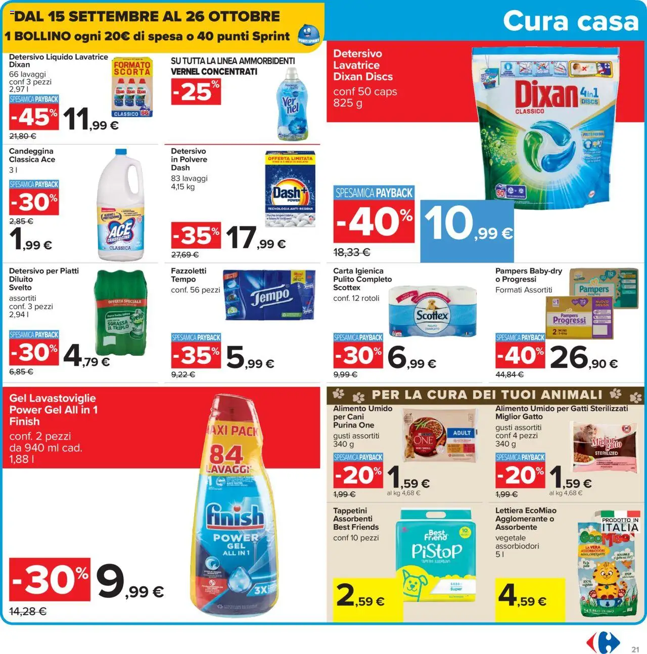 Volantino Carrefour del 15.09.2025 | Pagina: 21 | Prodotti: Carta igienica, Fazzoletti, Lavatrice, Lavastoviglie