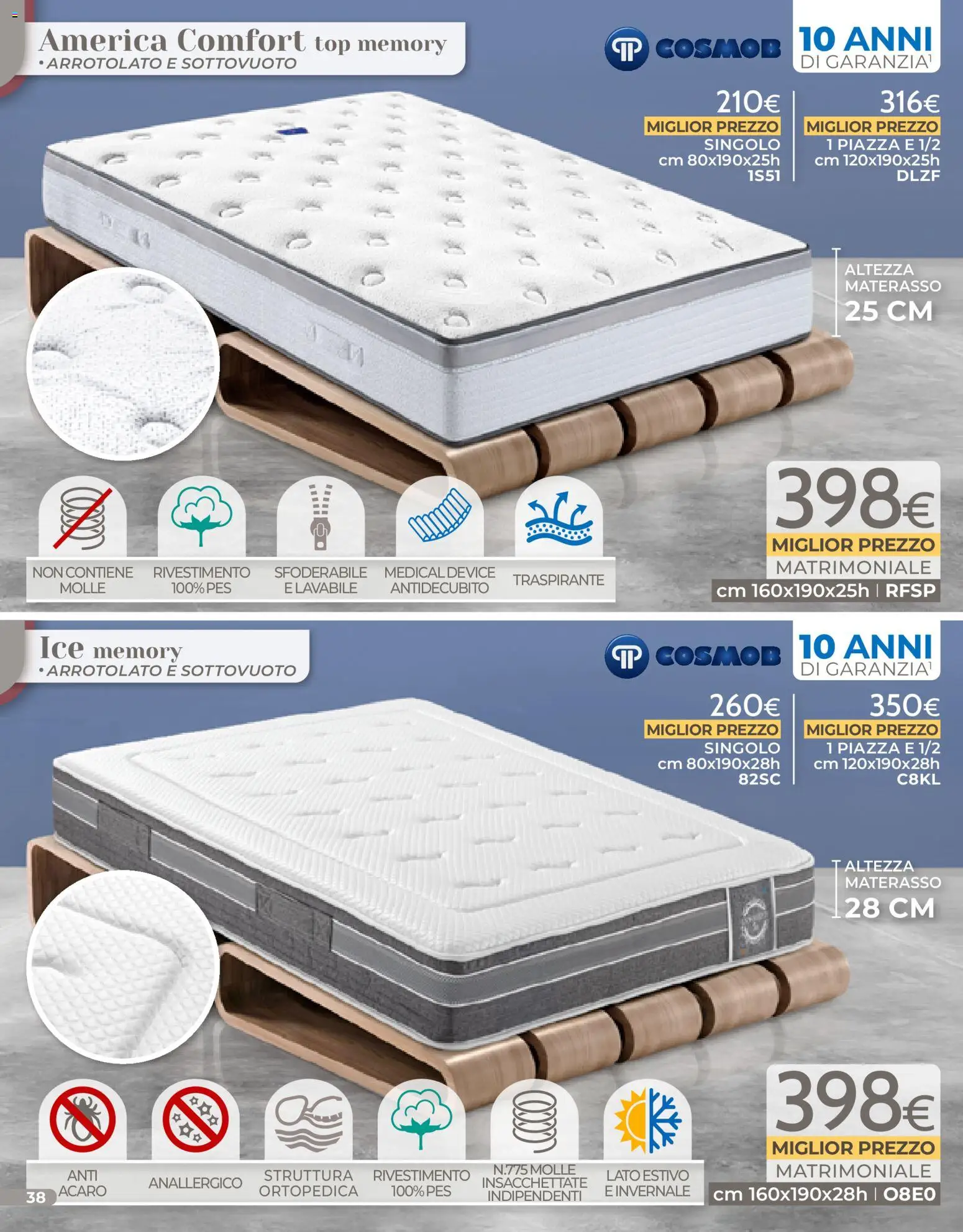 Volantino Mondo Convenienza del 04.01.2026 | Pagina: 38 | Prodotti: Top, Materasso