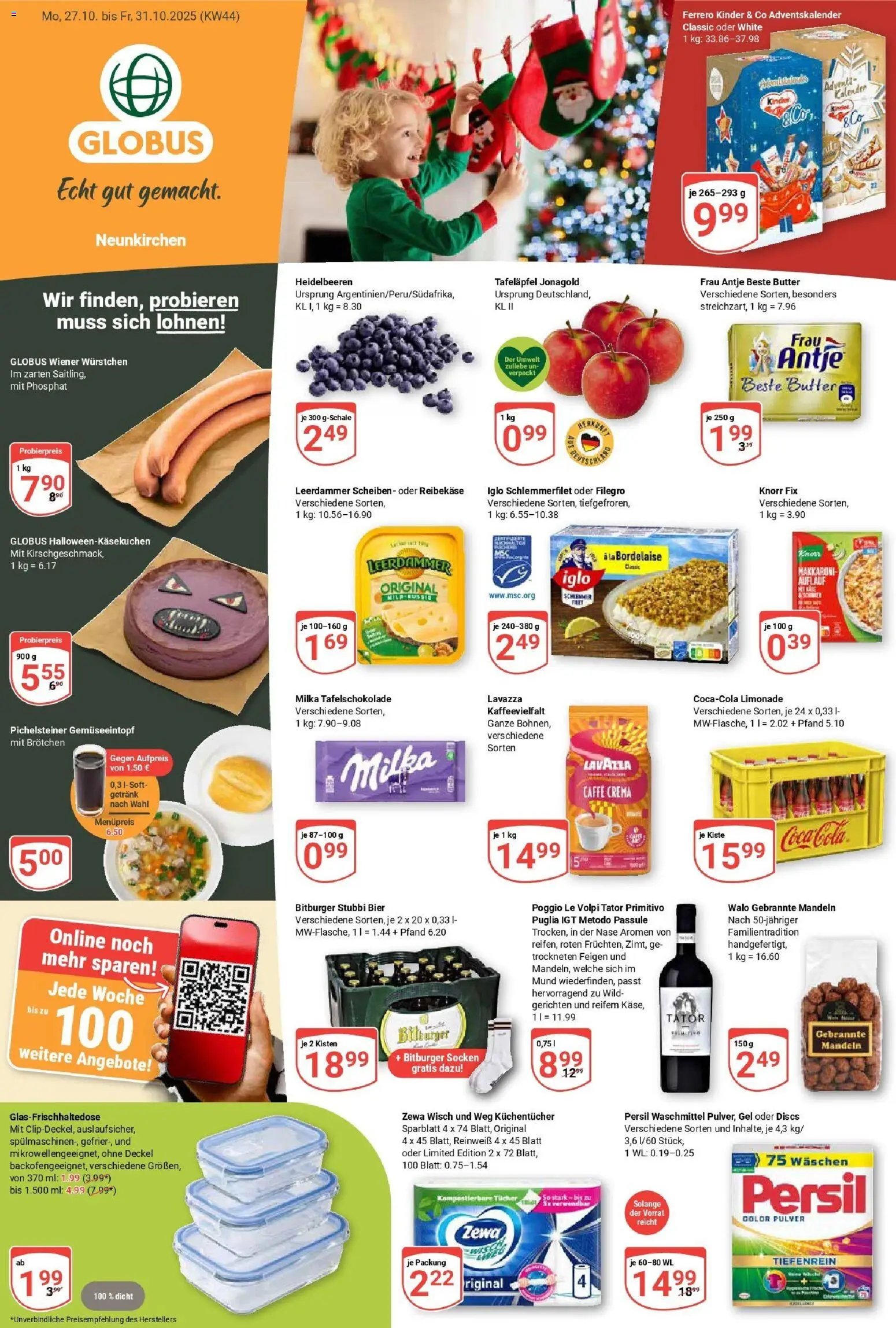 Globus prospekt Neunkirchen	 – gültig ab 26.10.2025 | Seite: 3 | Produkte: Bitburger, Lavazza, Limonade, Leerdammer