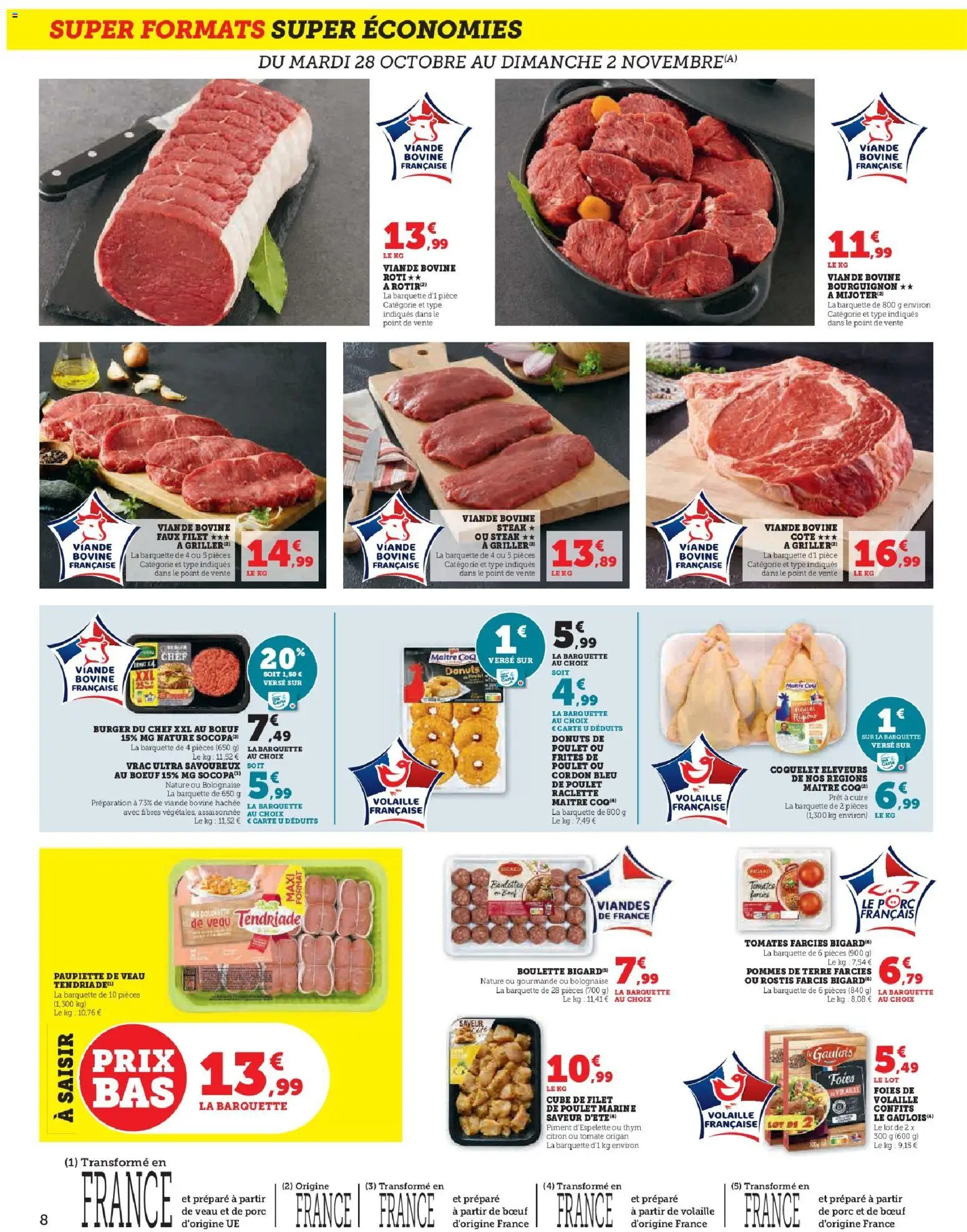 {H1} | Page: 8 | Produits: Origan, Frites, Pommes, Cordon bleu