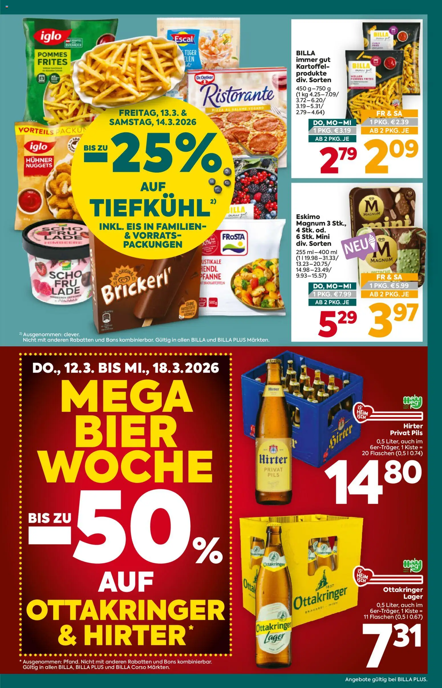Billa Plus Flugblatt gültig ab 12.03.2026 | Seite: 3 | Produkte: Eis, Himbeere, Bier
