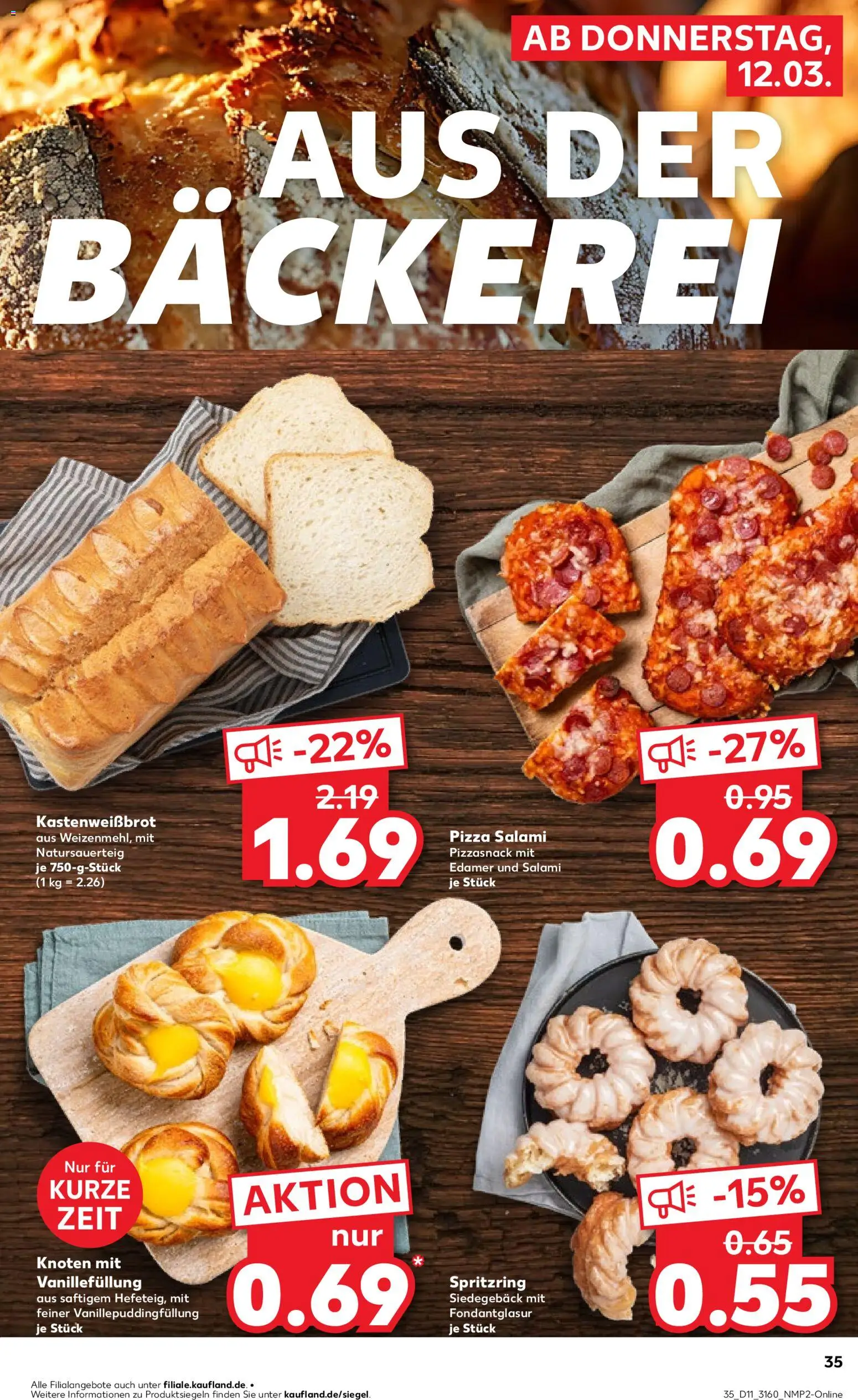 Kaufland Prospekt Berlin	 – gültig ab 12.03.2026 | Seite: 35 | Produkte: Bäckerei, Edamer, Salami, Pizza
