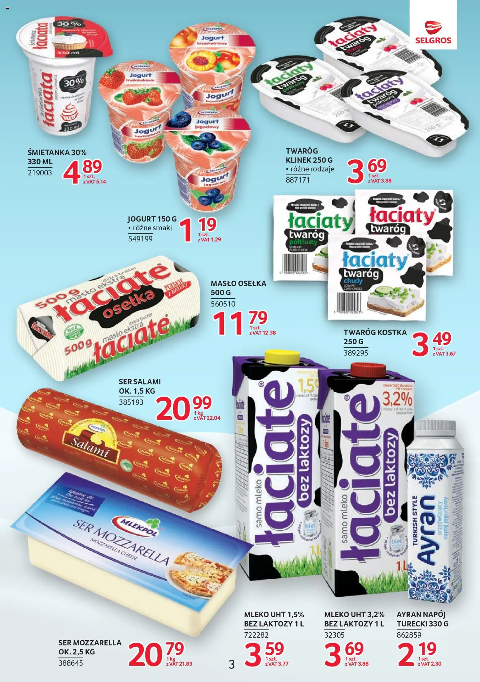 Selgros cash&carry Gazetka - Markowe produkty od 08.01.2026 | Strona: 3 | Produkty: Masło, Ser, Salami, Mozzarella