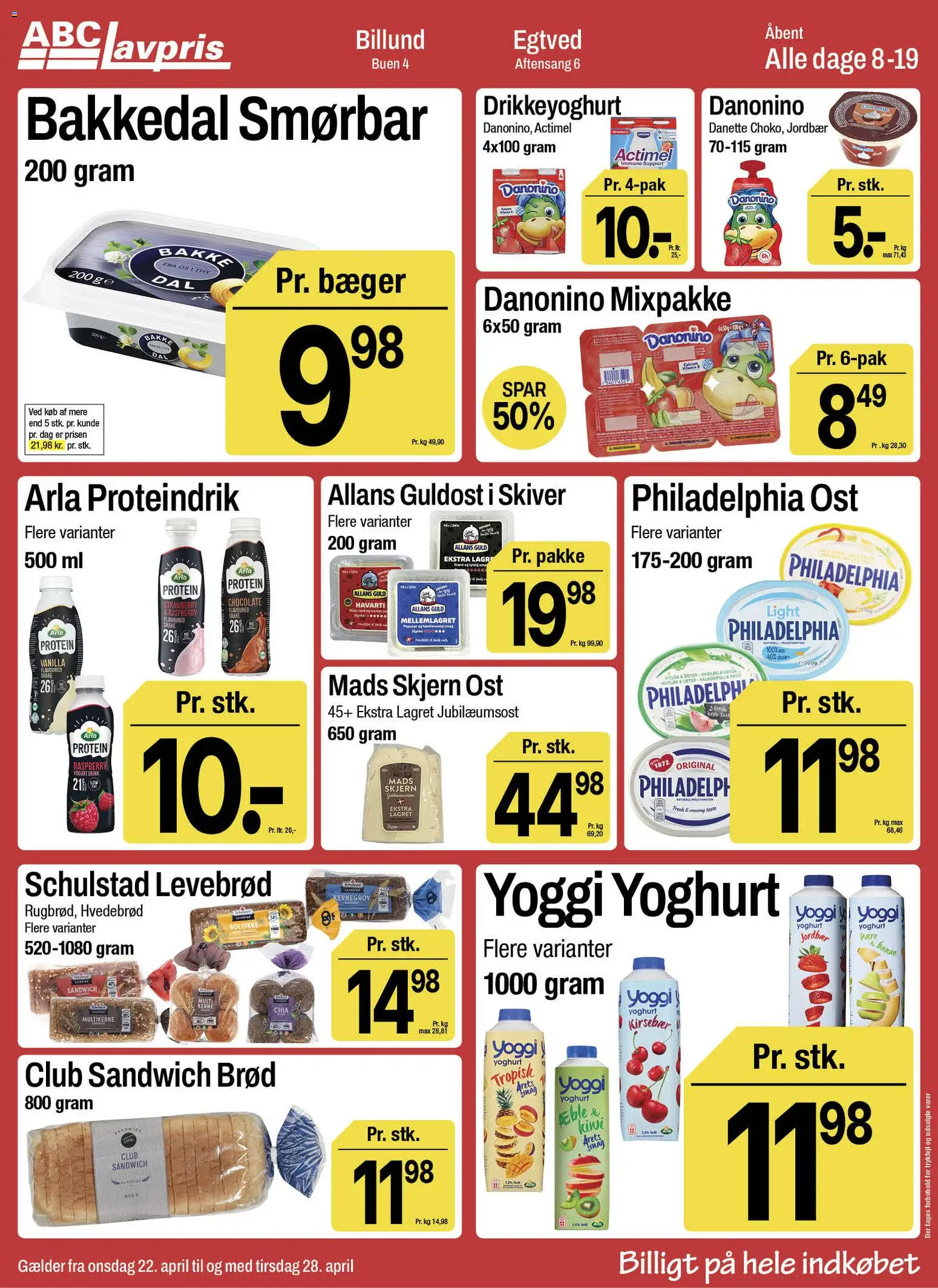 Abc Lavpris tilbudsavis – gyldig fra 22.04.2026 | Side: 3 | Produkter: Yoghurt, Brød, Jordbær, Kirsebær