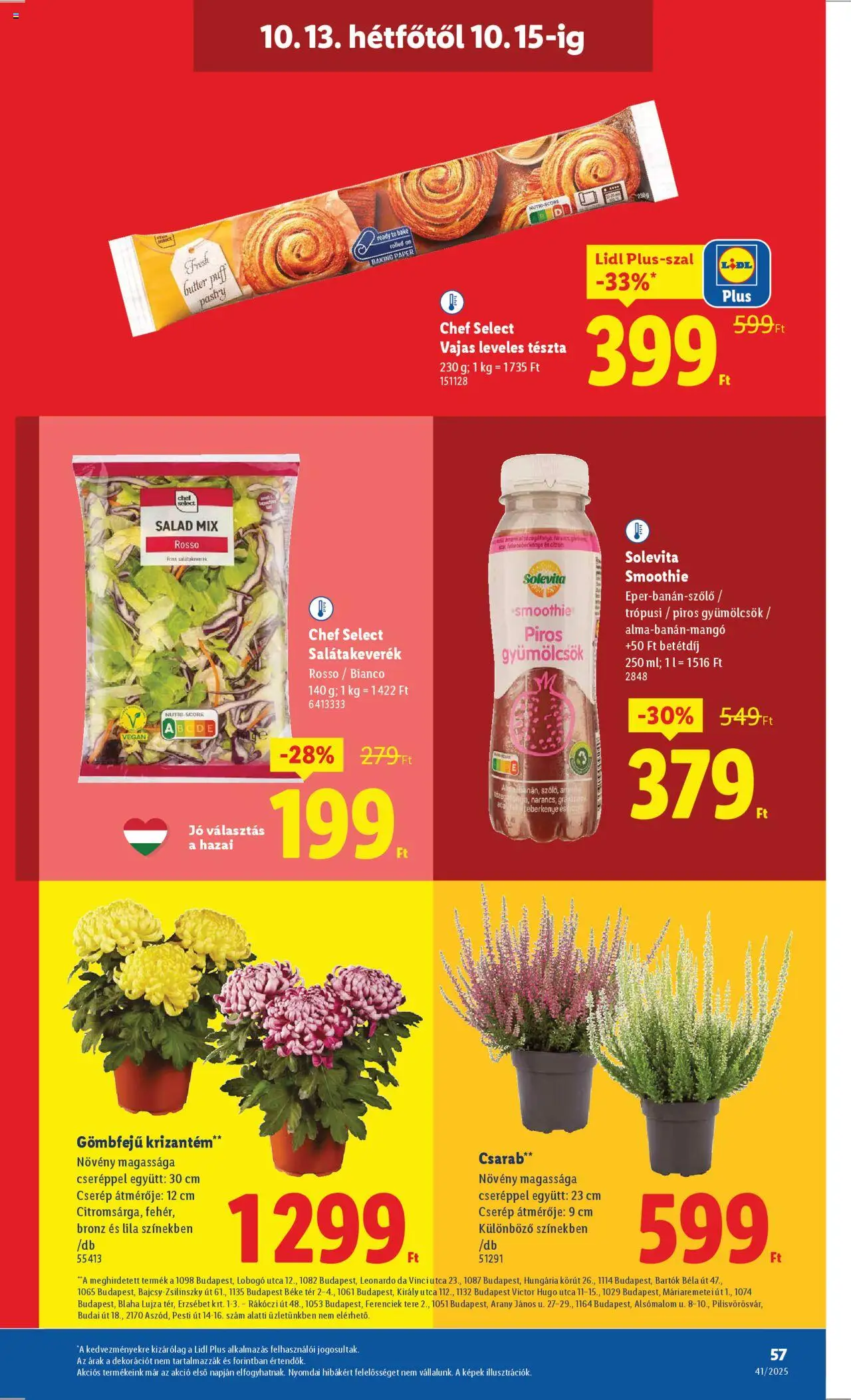 Lidl akciós ujság - amely érvényes a következő dátumtól: 09.10.2025 | Oldal: 57 | Termékek: Tészta, Smoothie, Puff, Citrom