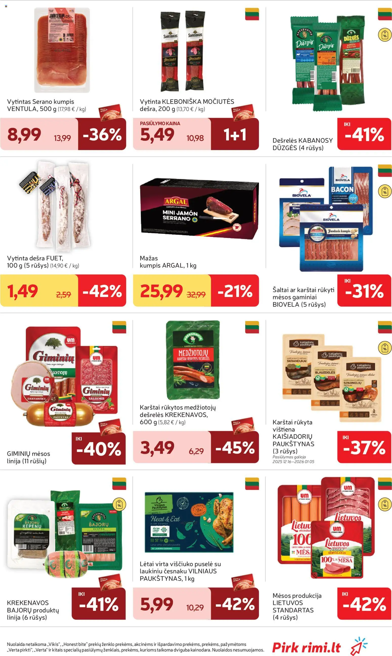 Rimi akcijos nuo 29.12.2025 | Puslapis: 11 | Prekių: Saliamis, Kumpis, Dešra, Vištiena