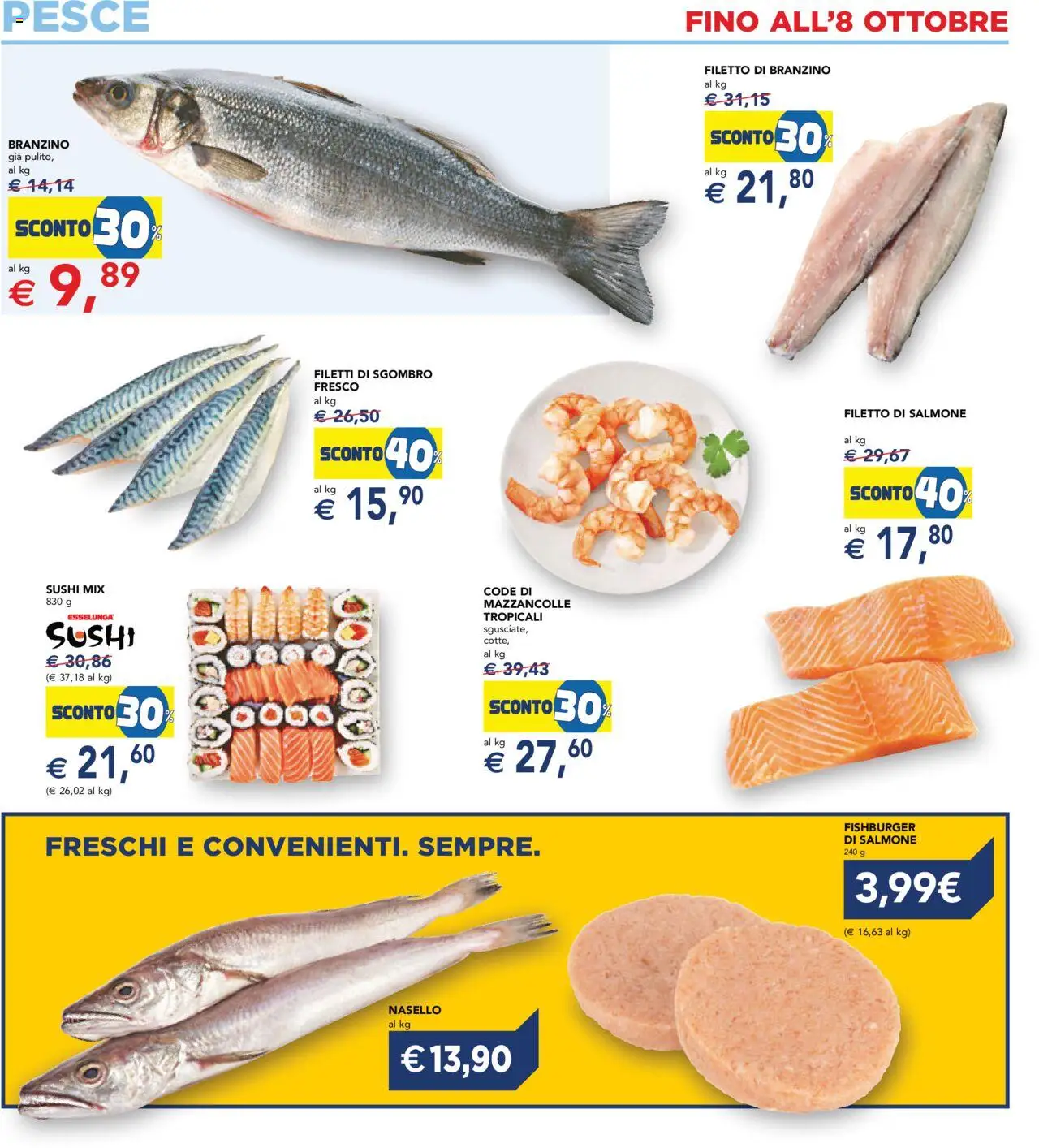 Volantino Esselunga S del 26.09.2025 | Pagina: 14 | Prodotti: Salmone, Pesce, Nasello, Sgombro