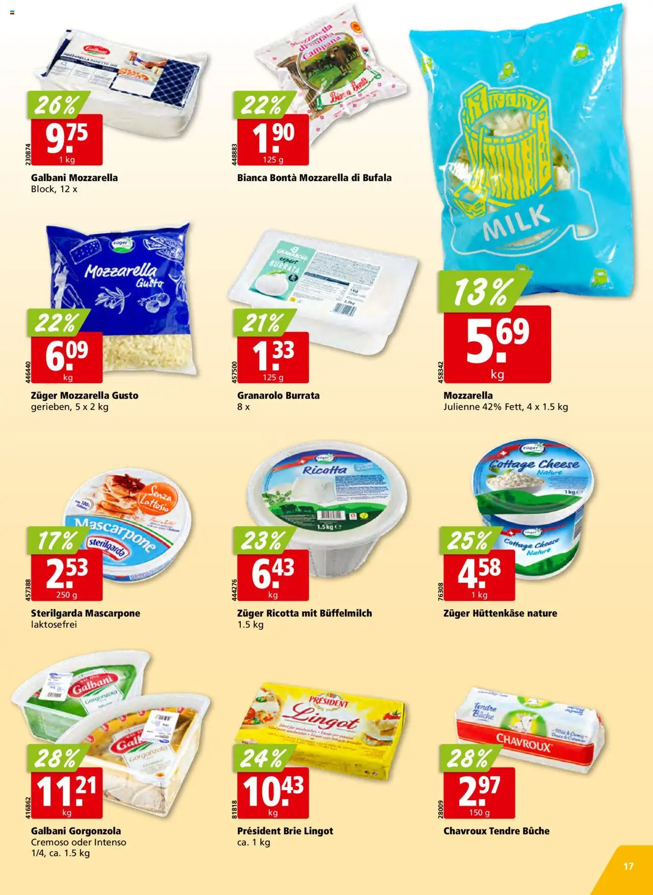 Aligro Aktionen Schlieren, Gossau SG, Frauenfeld, Rapperswil-Jona, Sargans, Bern, Brüttisellen, Pratteln, Emmen, Spreitenbach ab 11.08.2025 | Seite: 17 | Produkte: Mascarpone, Fennikel, Hüttenkäse