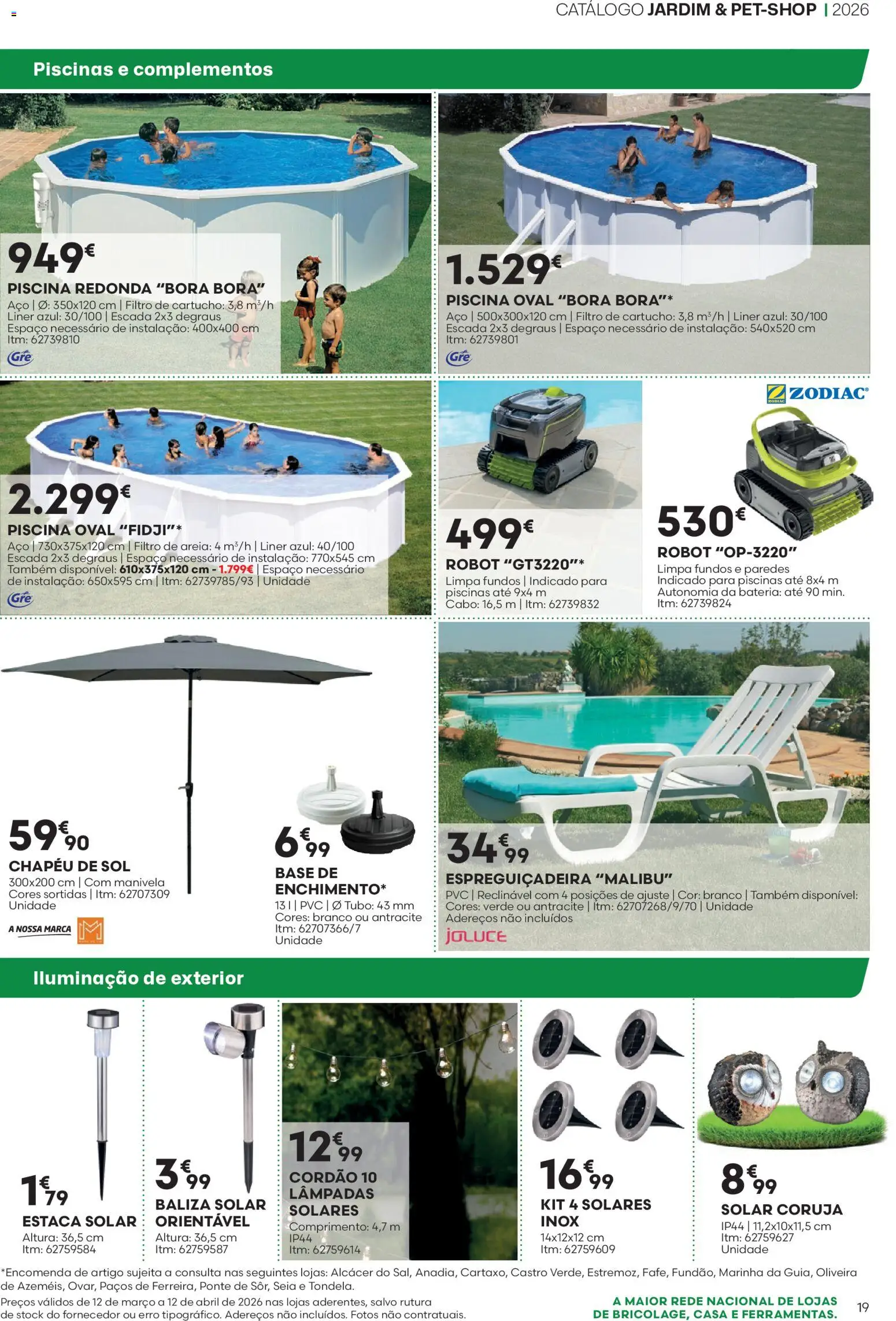 BricoMarché F04 JardimPetShop │ válido de 12.03.2026 | Página: 19 | Produtos: Cabo, Piscinas, Base, Bateria