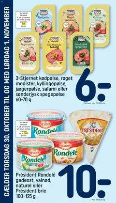 3-Stjernet kødpølse, røget medister, kyllingepølse, jægerpølse, salami eller sønderjysk spegepølse, 3-Stjernet kødpølse, røget medister, kyllingepølse, jægerpølse, salami eller sønderjysk spegepølse 60-70 g gyldig fra 26.10.2025 | Side: 29