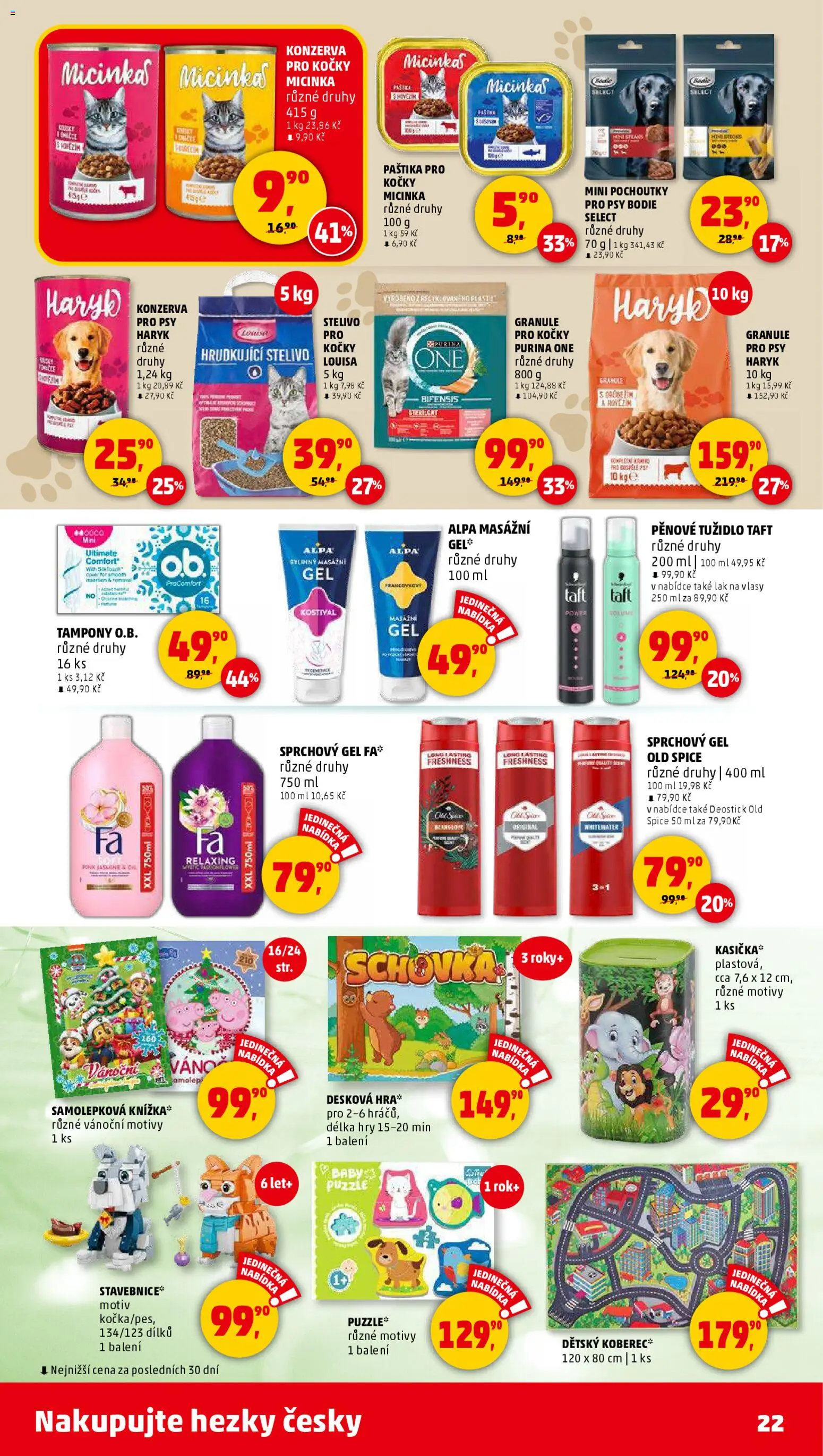 Penny Market leták - Čtvrtečník od 30.10.2025 | Strana: 22 | Produkty: Sprchový gel, Stavebnice, Old Spice, Koberec