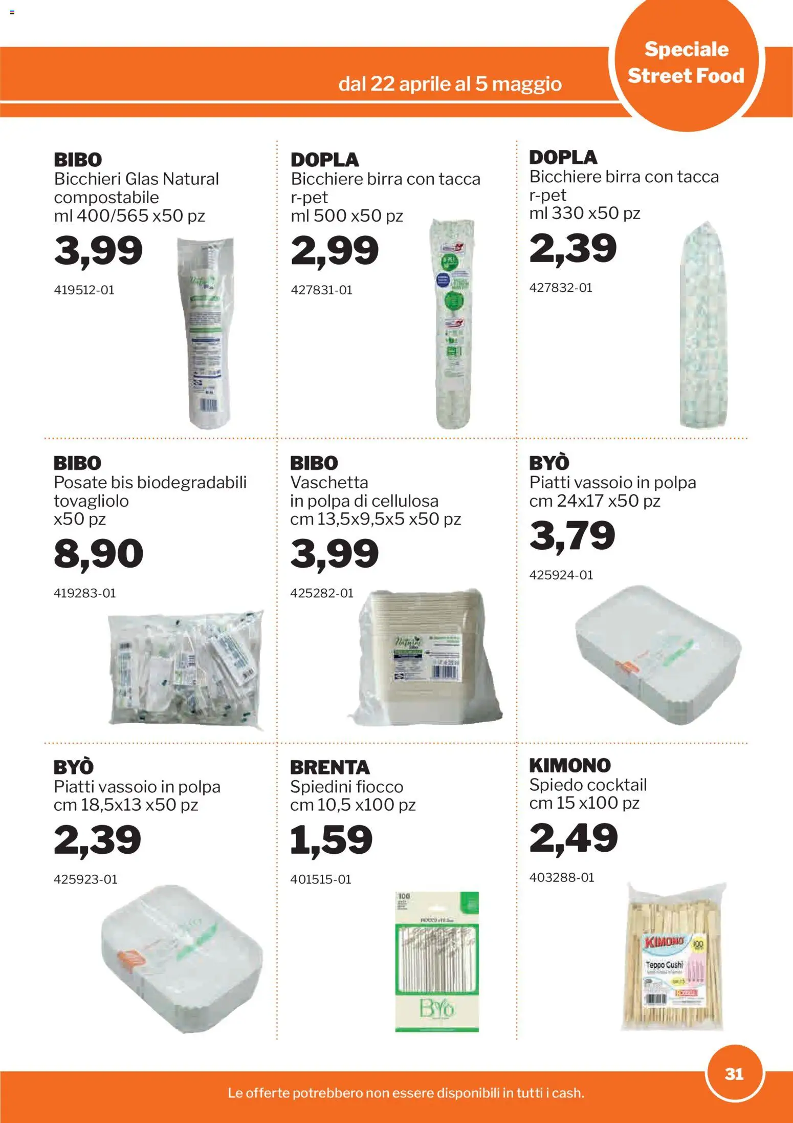 Volantino Sogegross del 22.04.2026 | Pagina: 31 | Prodotti: Posate, Birra, Vassoio, Spiedini