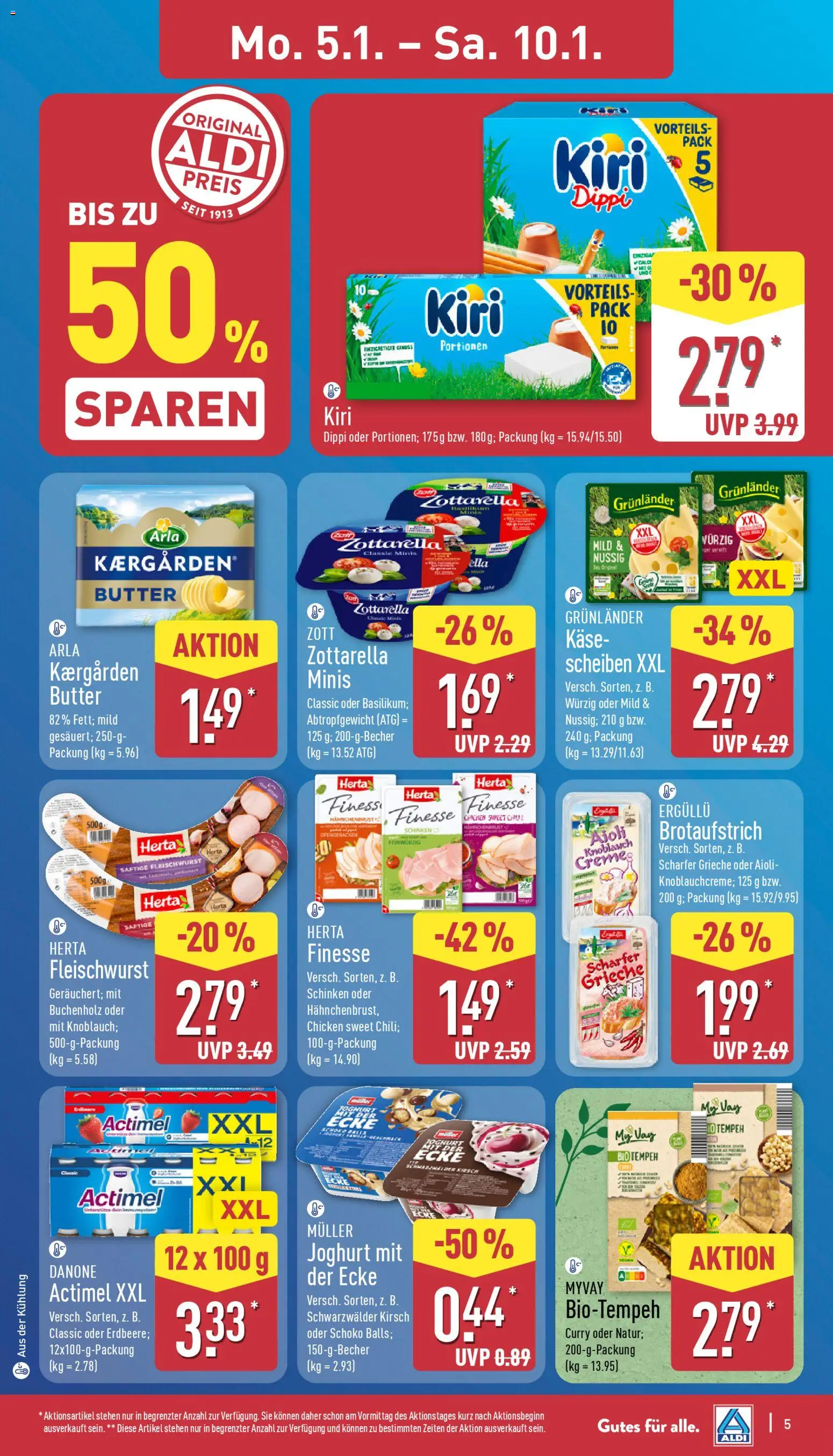 Aldi Prospekt 	 – gültig ab 05.01.2026 | Seite: 5 | Produkte: Herta fleischwurst, Knoblauch, Herta finesse, Hahnchenbrust