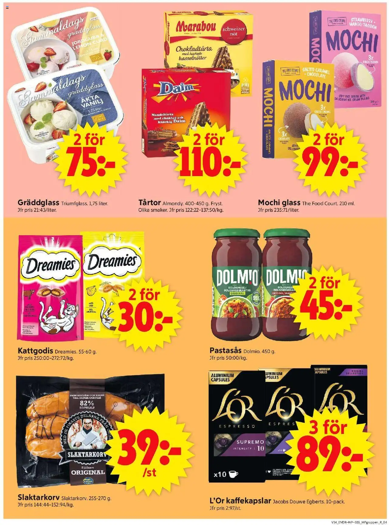 ICA Supermarket reklamblad aktuell från 18.08.2025 | Sida: 13 | Produkter: Kaffekapslar, Choklad, Glass, Mandeltårta