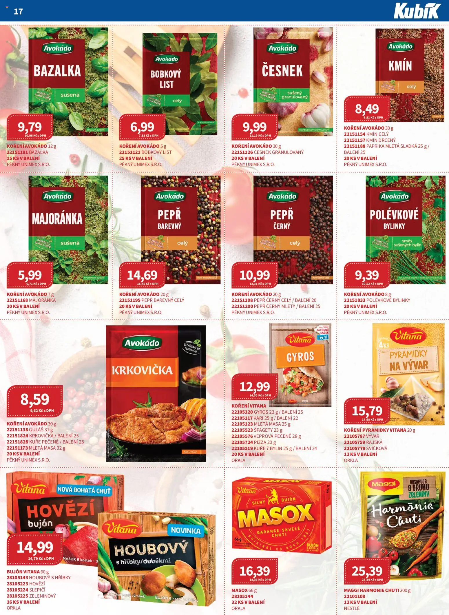 Kubík leták - Velkoobchod 04/2026 od 01.04.2026 | Strana: 17 | Produkty: Hovězí, Pizza, Bujón, Masox