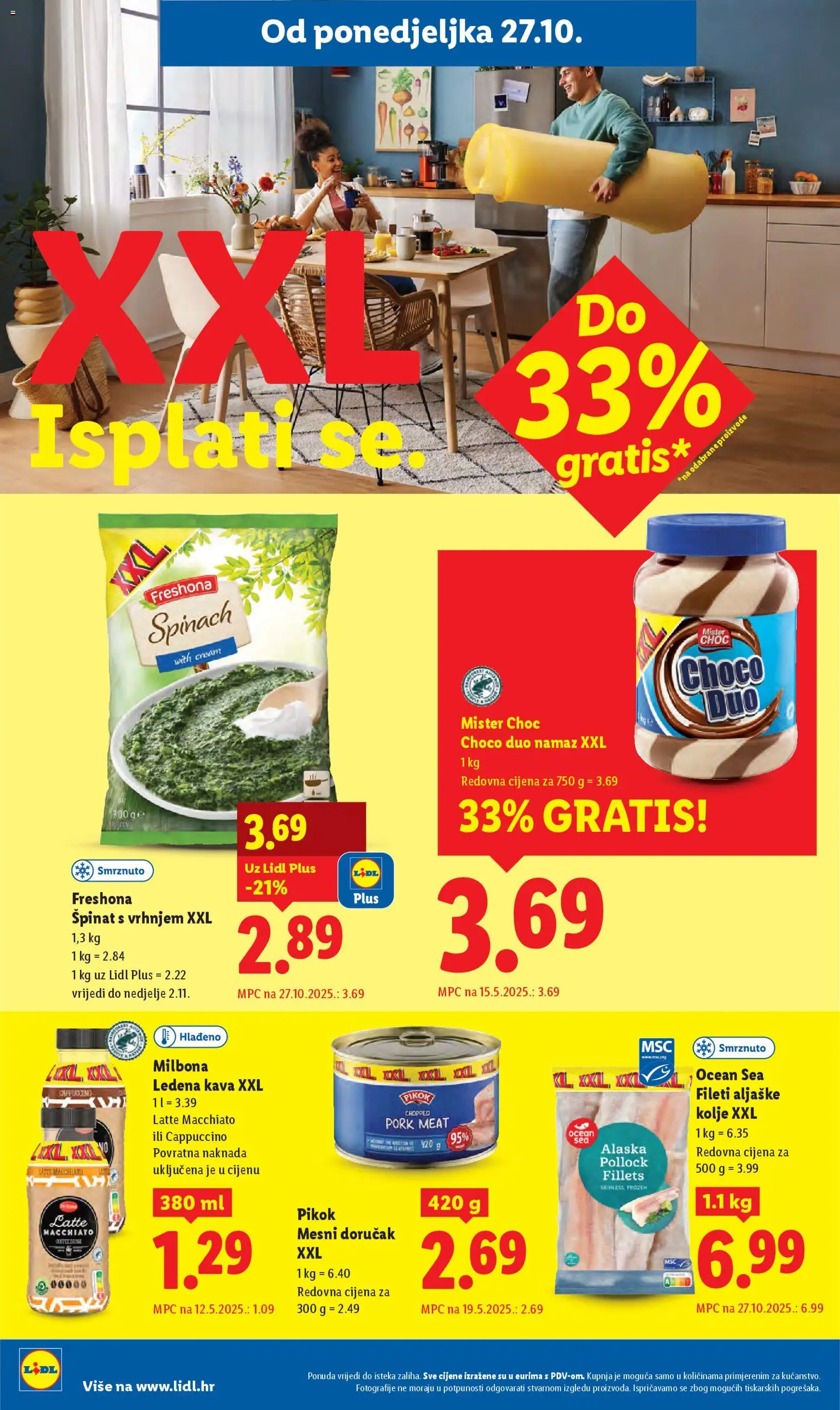 Lidl katalog | vrijedi od 27.10.2025 | Stranica: 10 | Proizvodi: Špinat, Ledena kava, Cappuccino, Namaz