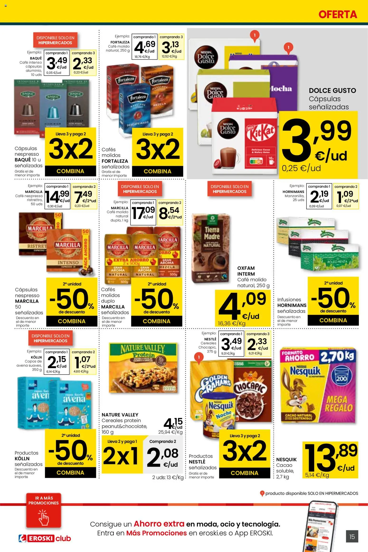 Eroski folleto │ válido desde el 05.01.2026 | Página: 15 | Productos: Café, Café molido, Copos, Φρυγανιές σικάλεως