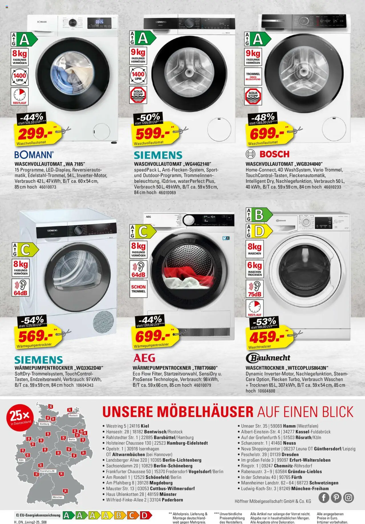 Höffner - Living Spezial - gültig ab dem 30.07.2025 | Seite: 8 | Produkte: Bosch, Siemens, Waschtrockner