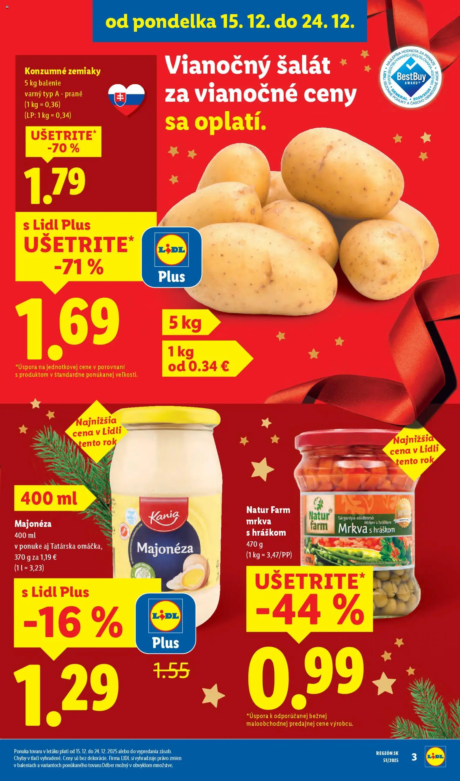 Nové Lidl akcie – leták je platný od 18.12.2025 | Strana: 4 | Produkty: Mrkva, Šalát, Zemiaky