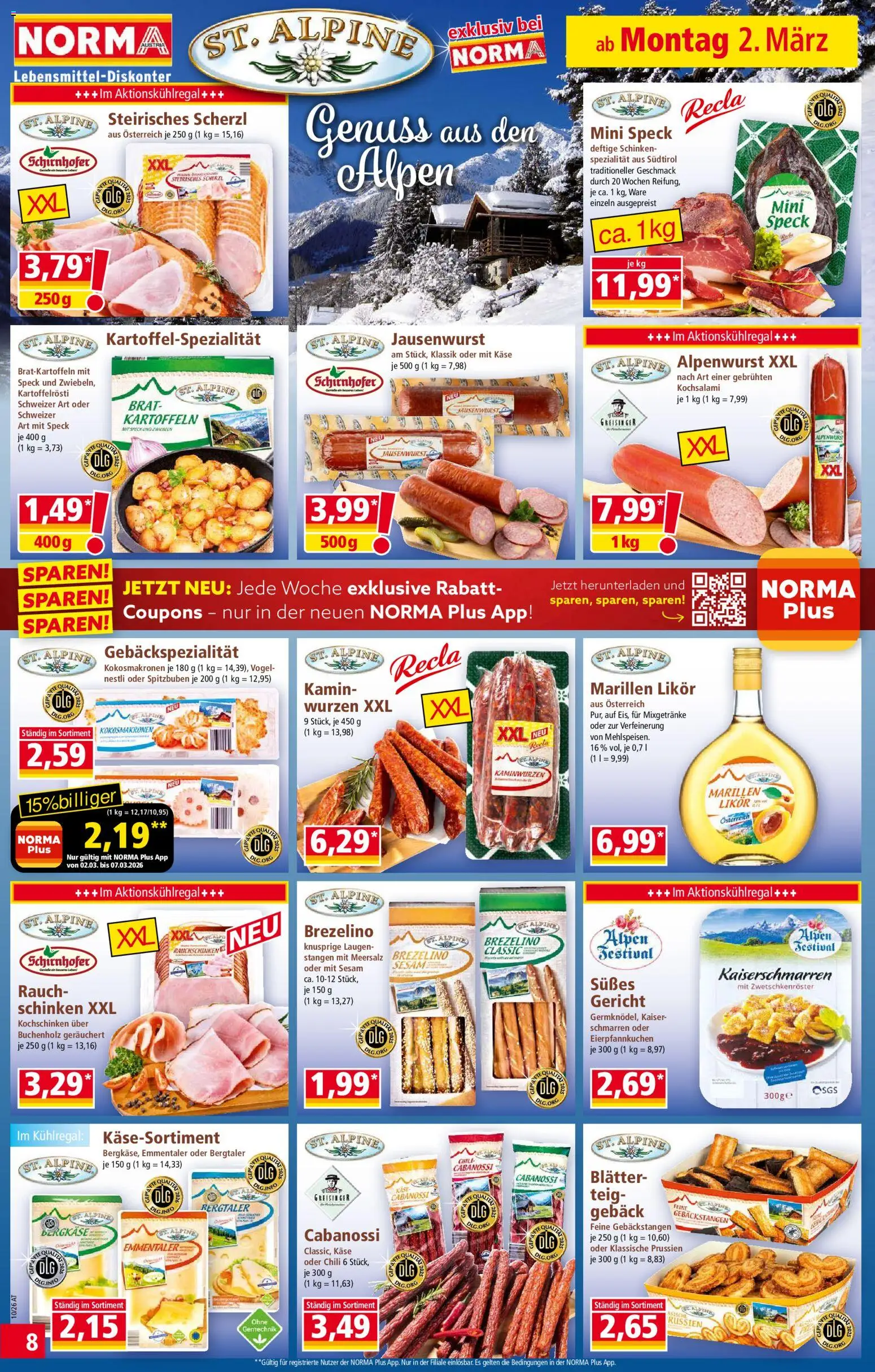 Norma Flugblatt gültig ab 02.03.2026 | Seite: 8 | Produkte: Kartoffeln, Chili, Käse, Schinken