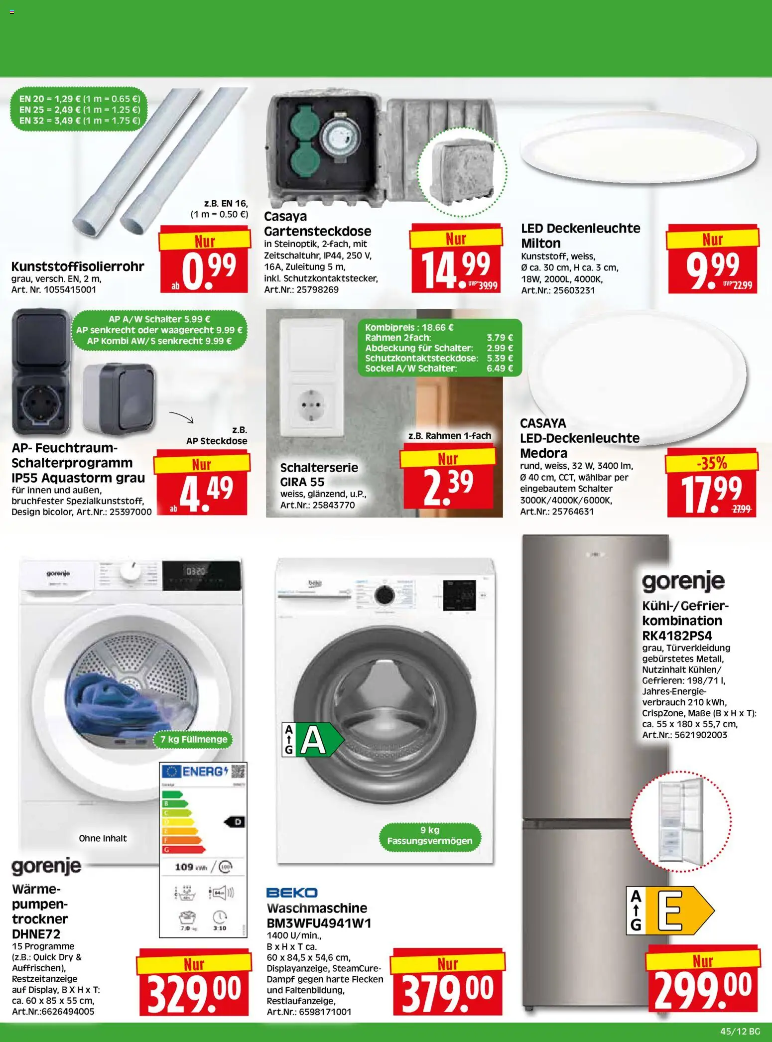 HERKULES Bau & Garten – gültig ab 03.11.2025 | Seite: 12 | Produkte: Gorenje, Trockner, Energy, Steckdose
