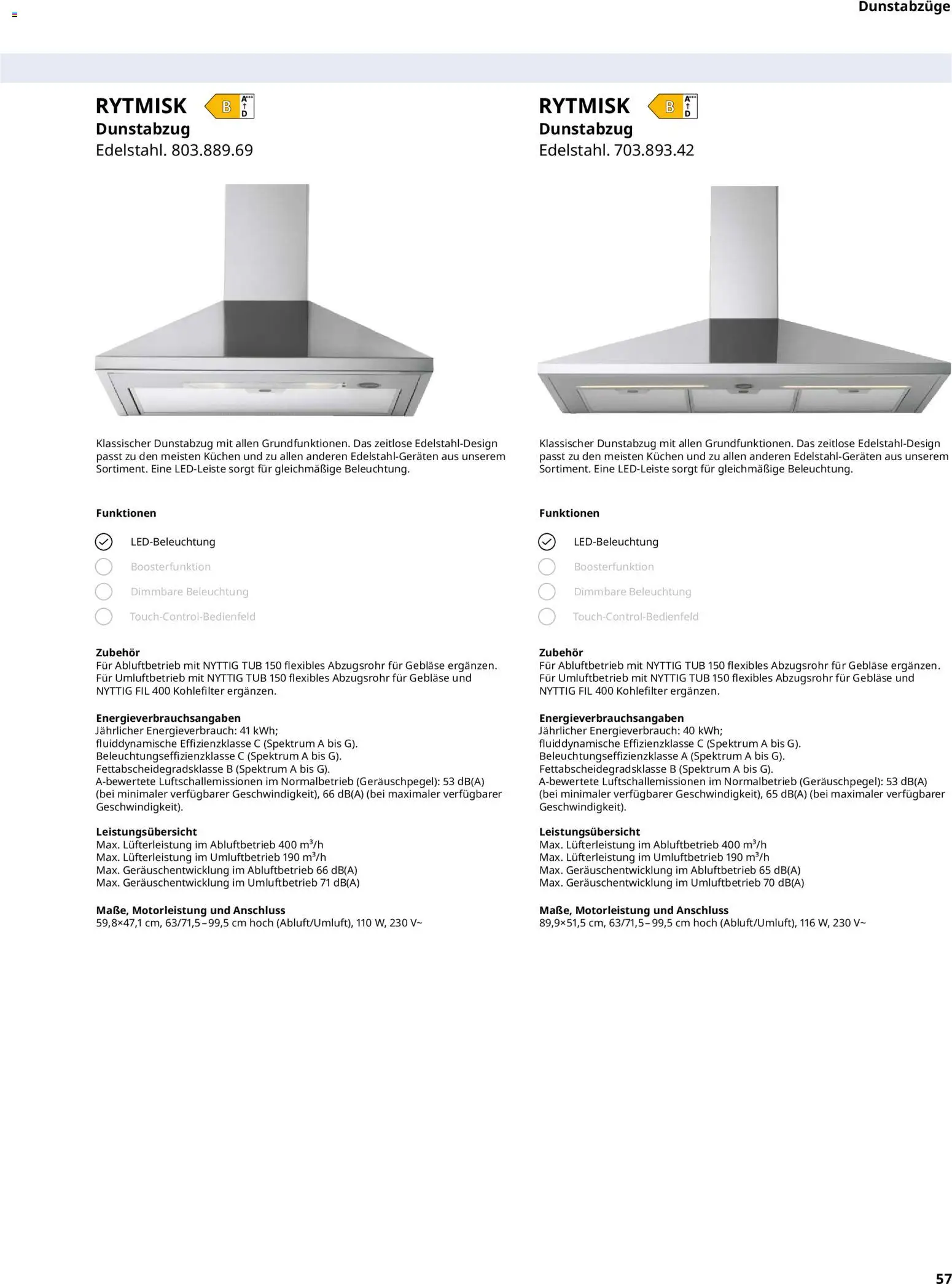 Ikea Elektrogeräte – gültig ab 02.01.2026 | Seite: 57 | Produkte: Dunstabzug, Kuchen