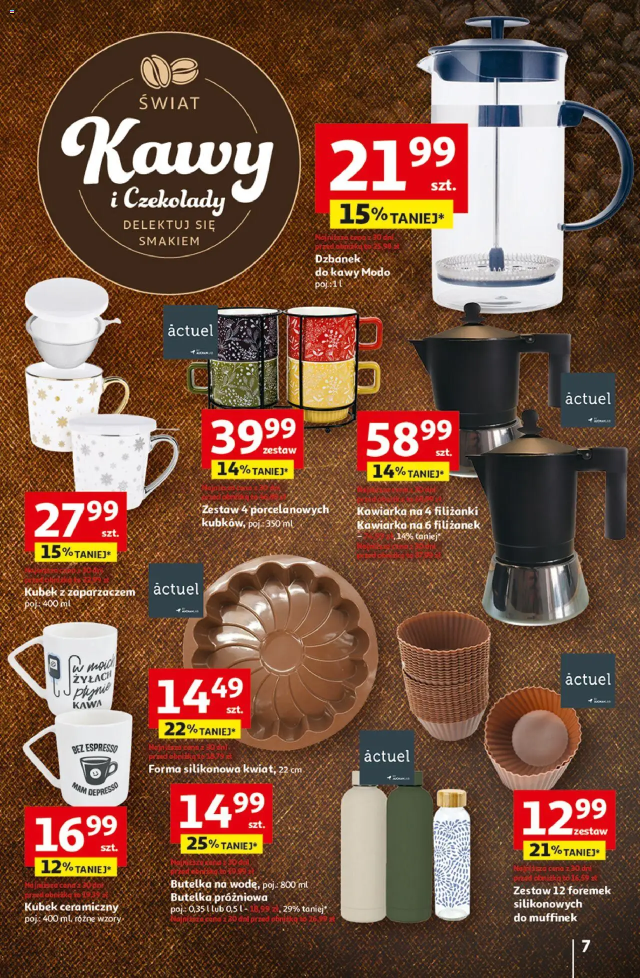 Auchan Gazetka - Wielkie przeboje cenowe Hipermarket od 23.10.2025 | Strona: 7 | Produkty: Czekolady, Dzbanek, Kawa, Kawiarka