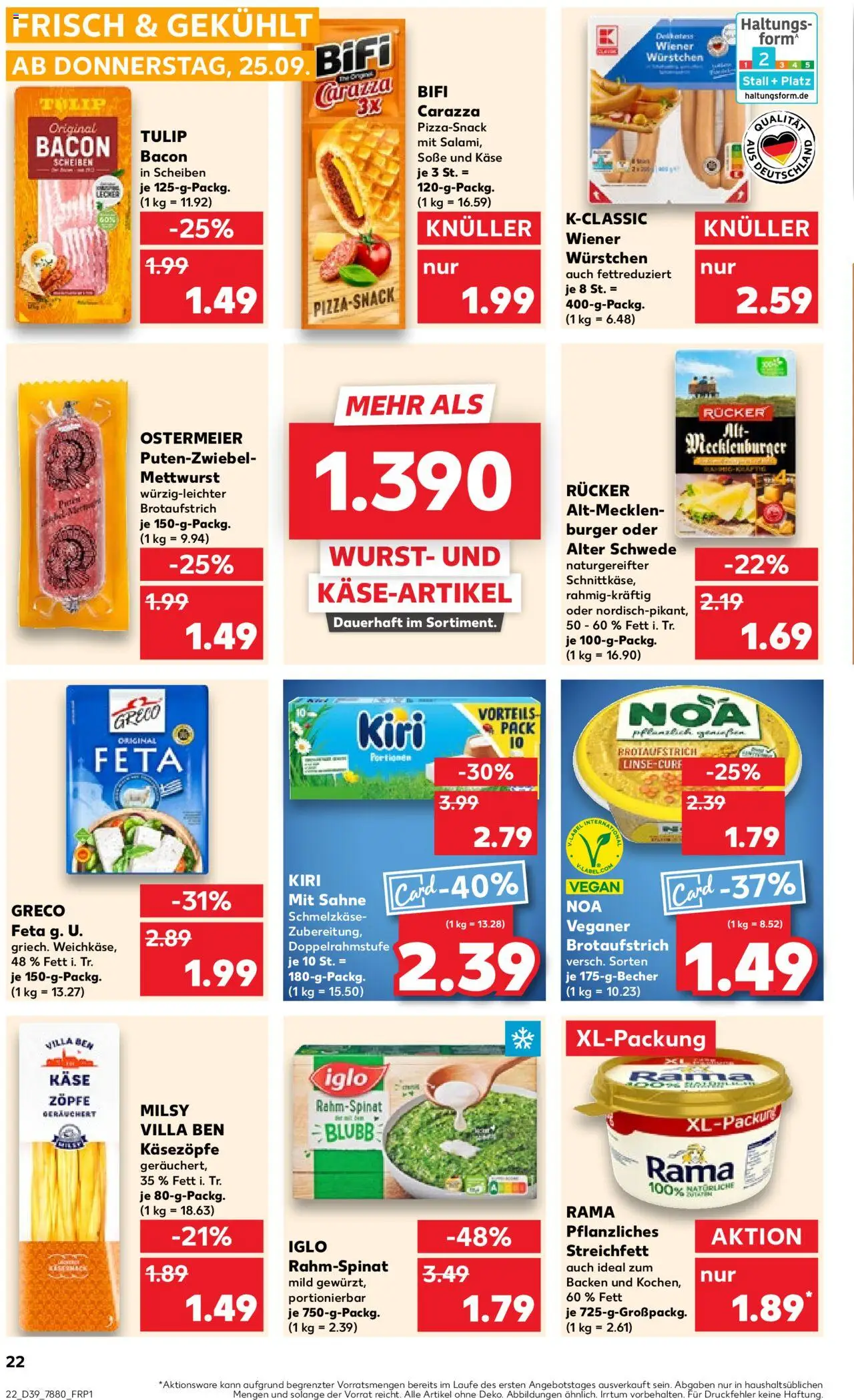 Kaufland prospekt Hamburg	 – gültig ab 25.09.2025 | Seite: 22 | Produkte: Käse, Bifi, Soße, Wurst