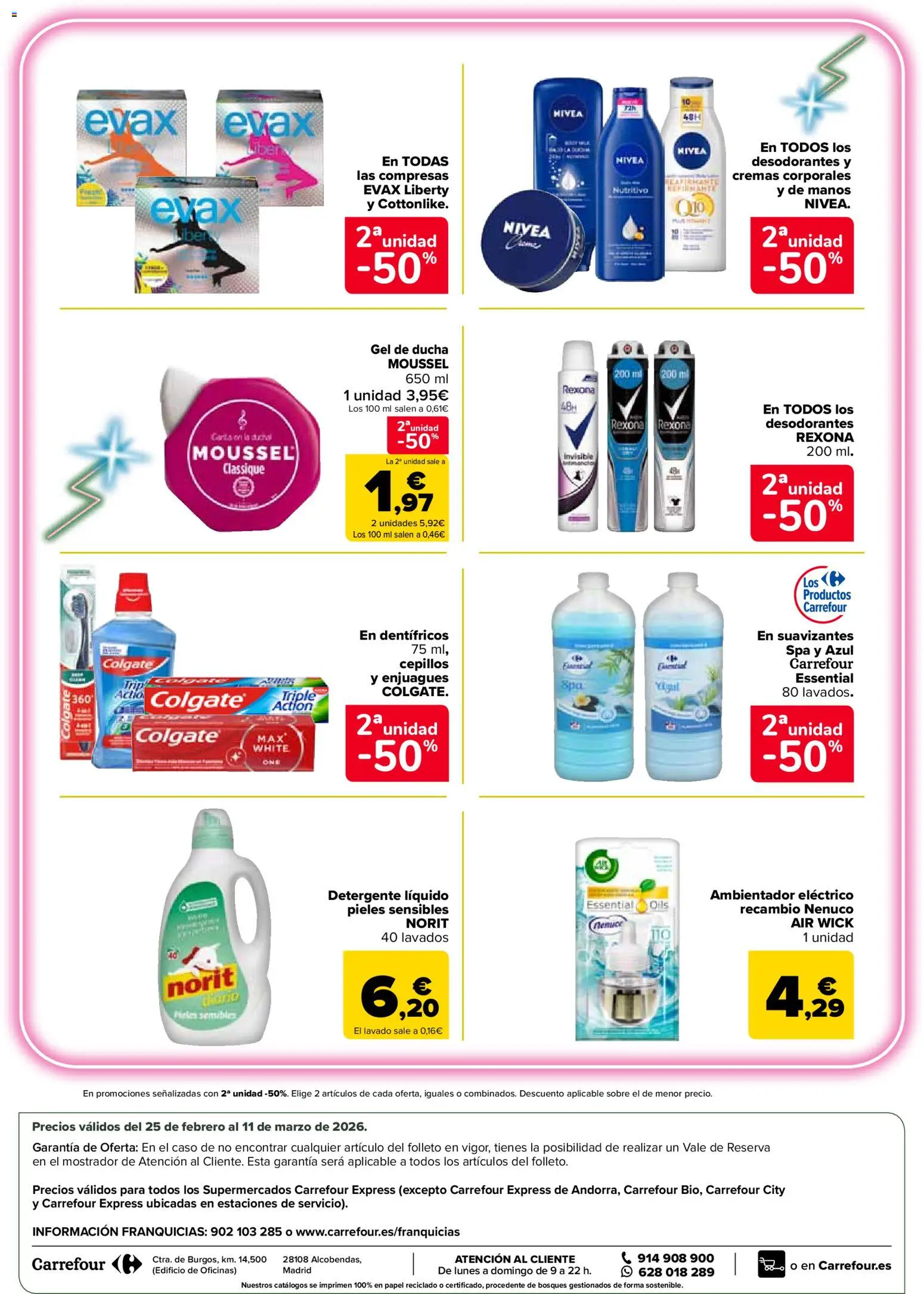 Carrefour Express folleto │ válido desde el 25.02.2026 | Página: 4 | Productos: Gel de ducha, Detergente líquido, Γλυφιτζούρι, Ducha