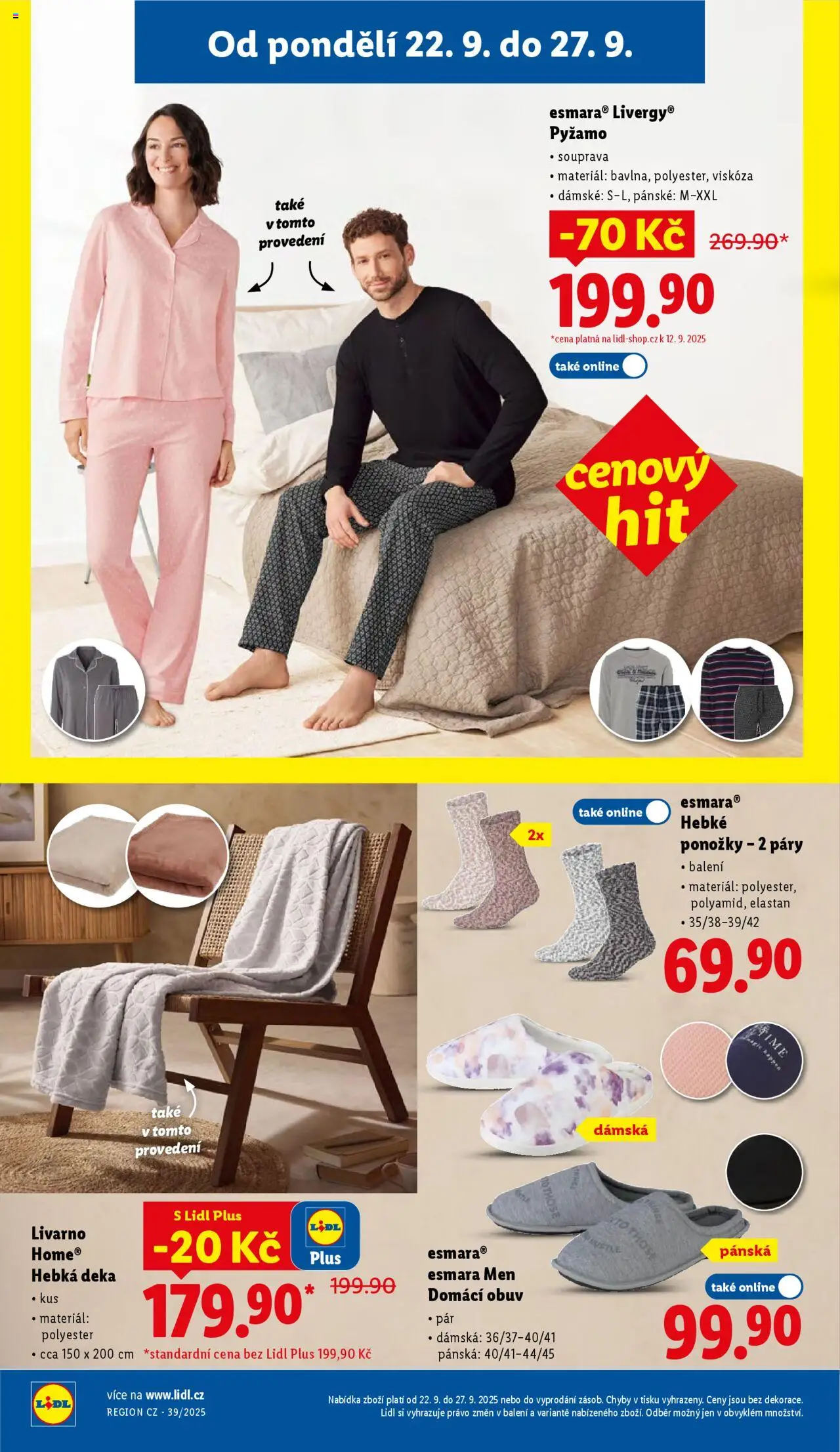 Lidl leták - Spotřební zboží od 22.09.2025 | Strana: 16 | Produkty: Ponožky, Pyžamo, Obuv, Deka