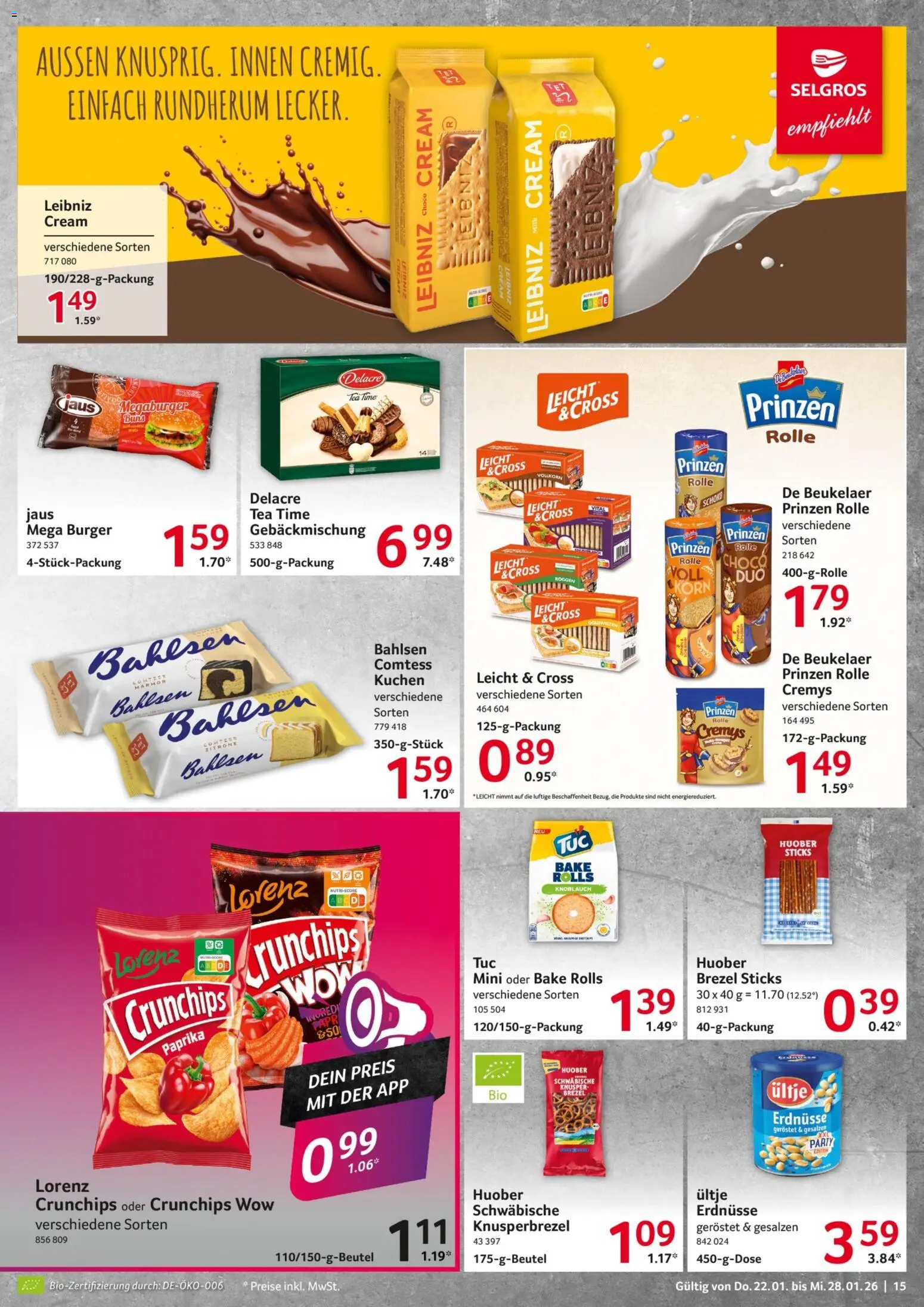 Selgros Prospekt 	 – gültig ab 22.01.2026 | Seite: 15 | Produkte: Erdnüsse, Burger, Paprika, Kuchen