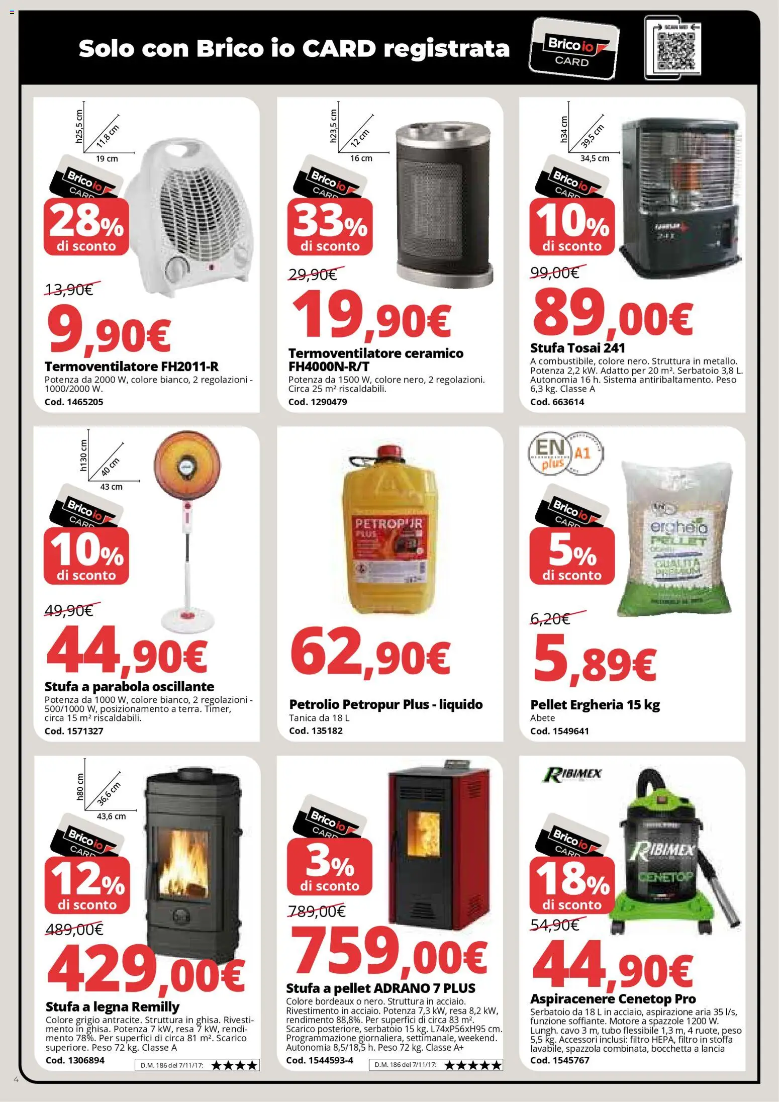 Volantino Brico io del 06.11.2025 | Pagina: 4 | Prodotti: Stufa a legna, Stufa, Tubo, Tanica