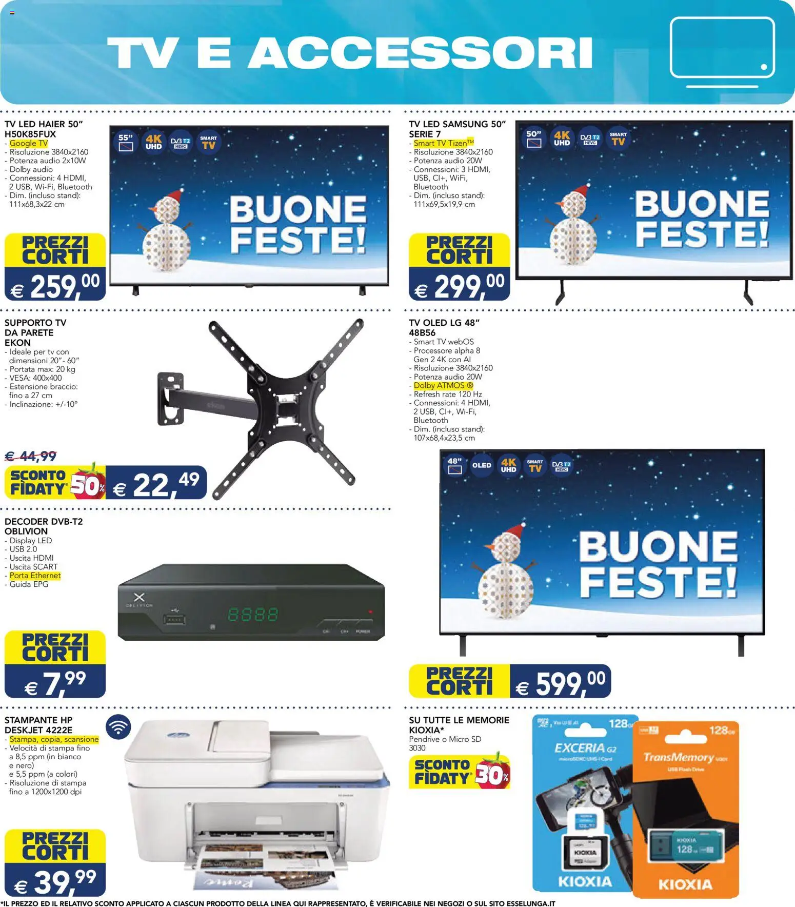 Volantino Esselunga S del 01.12.2025 | Pagina: 7 | Prodotti: TV, Audio, USB, Stampa