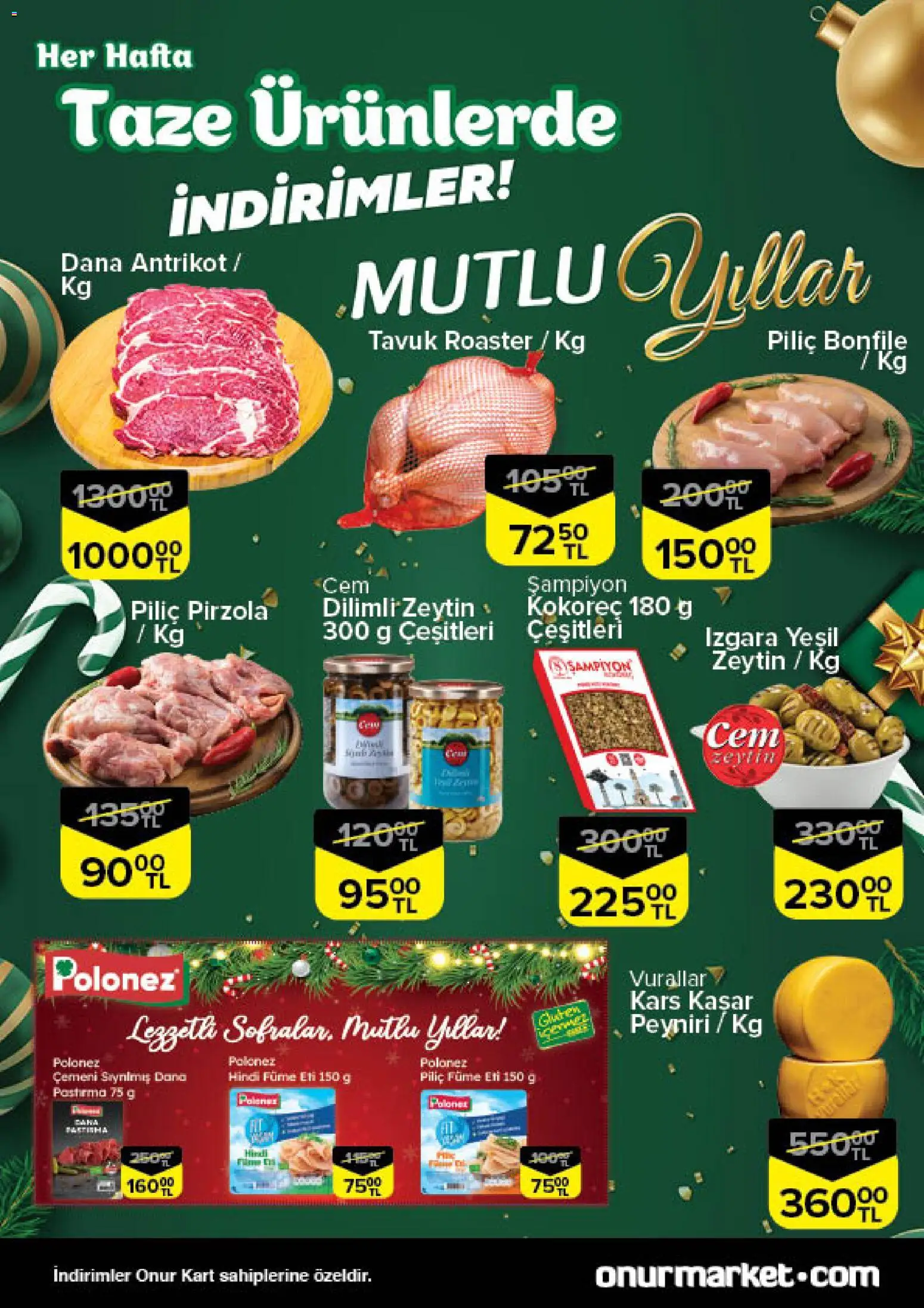 Onur Market Taze Ürünlerde İndirimler - Trakya - 25.12.2025 tarihinden itibaren geçerlidir | Sayfa: 2 | Ürünler: Piliç, Piliç bonfile, Zeytin, Pirzola
