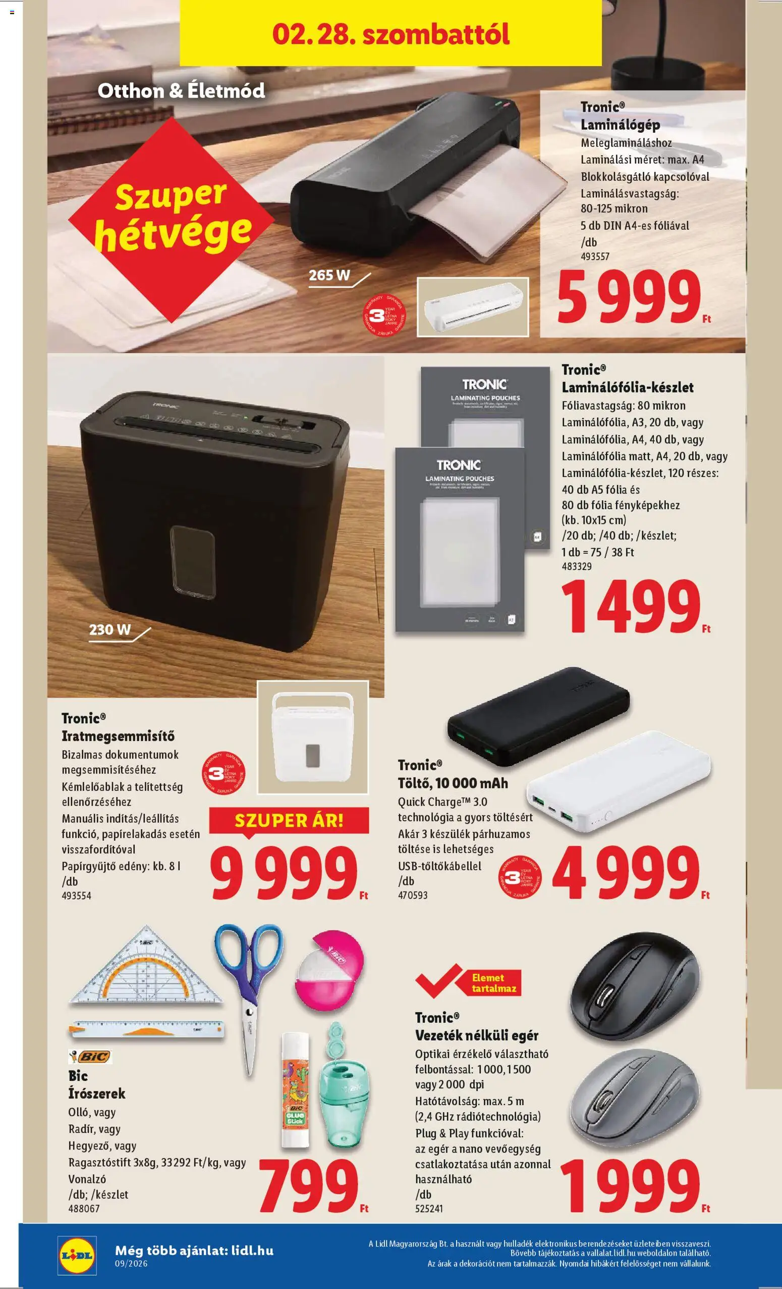 Lidl akciós ujság - amely érvényes a következő dátumtól: 26.02.2026 | Oldal: 12 | Termékek: Iratmegsemmisítő, Edény, Power bank, Vezetek nelkuli eger