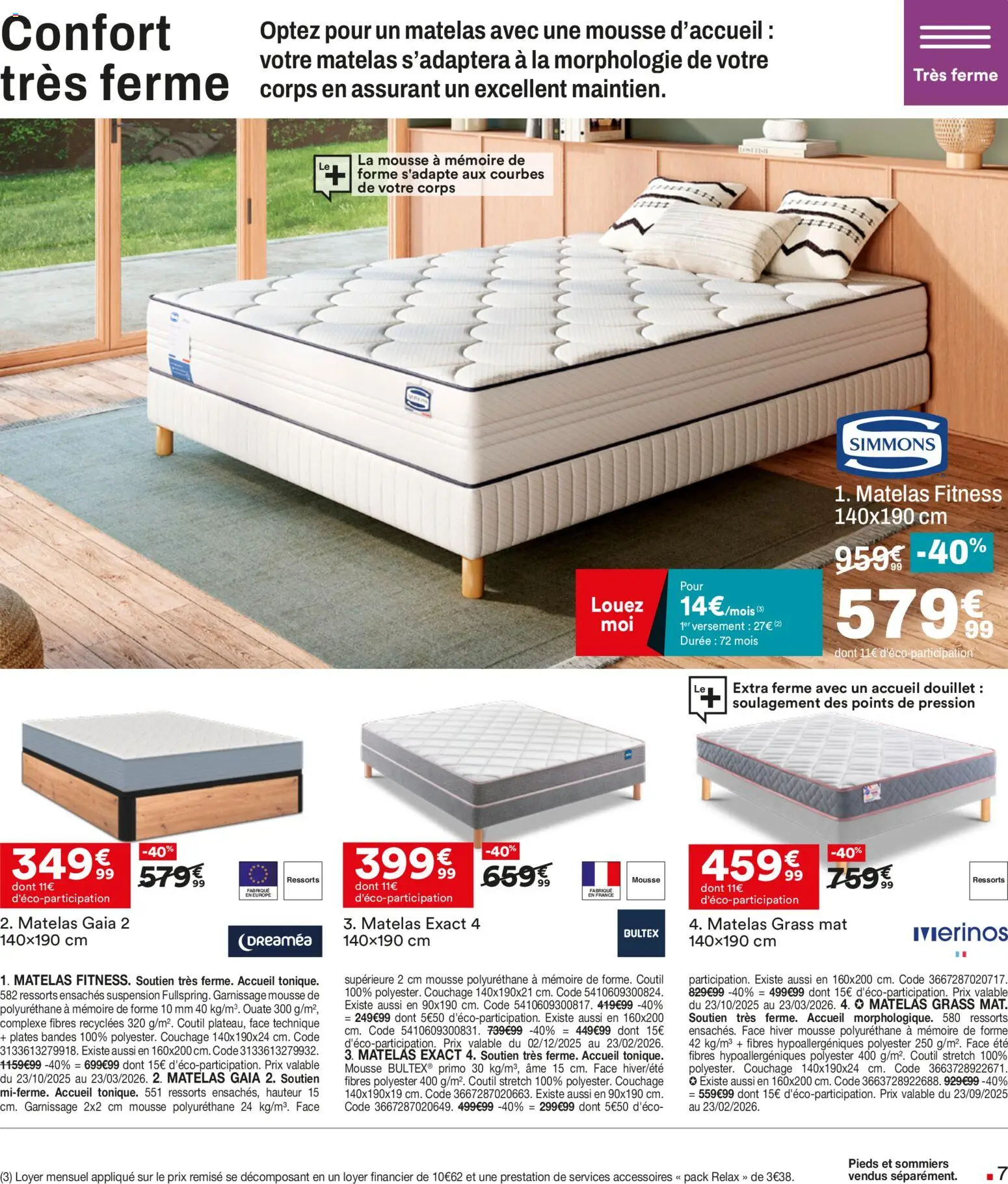 {H1} | Page: 7 | Produits: Mousse, Suspension, Matelas