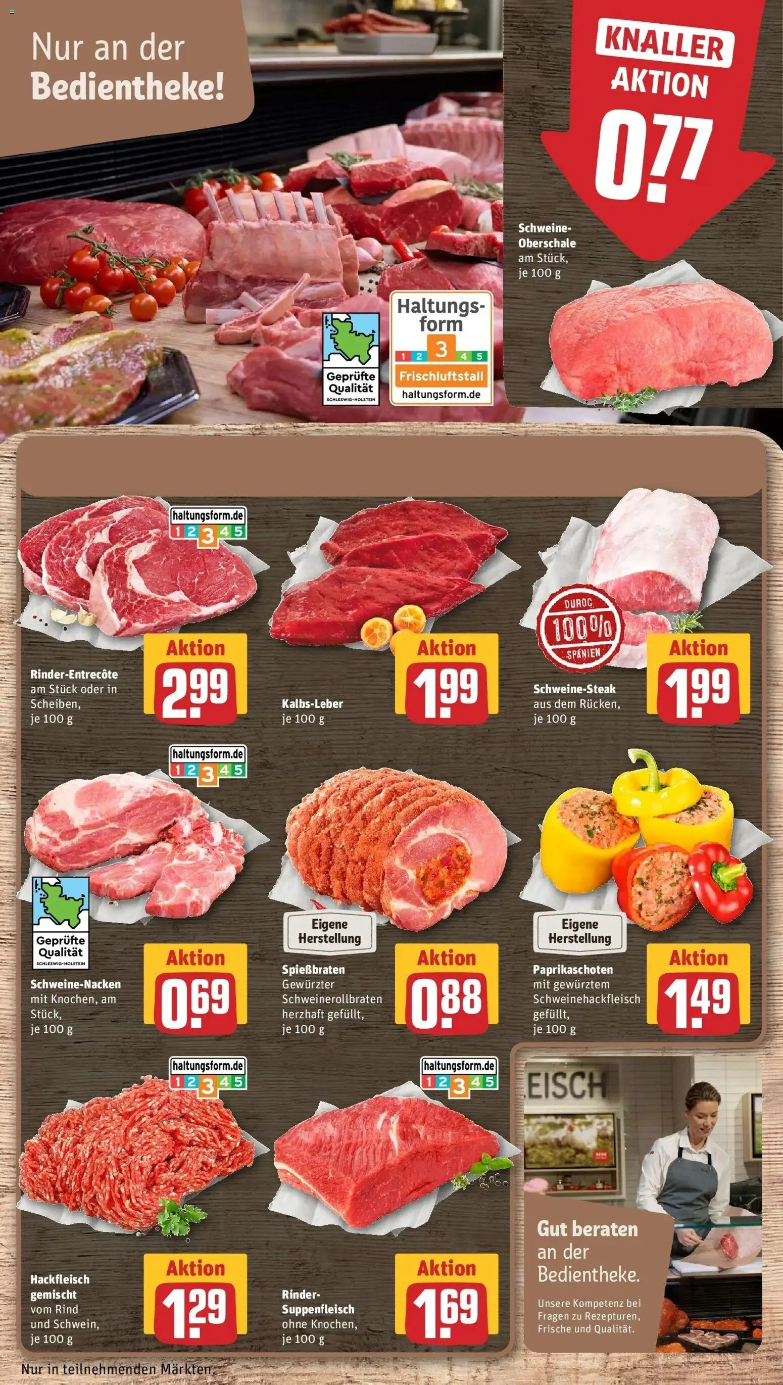 Rewe prospekt Ratekau	 – gültig ab 09.02.2026 | Seite: 14 | Produkte: Schweinenacken, Kalbsleber, Suppenfleisch, Hackfleisch