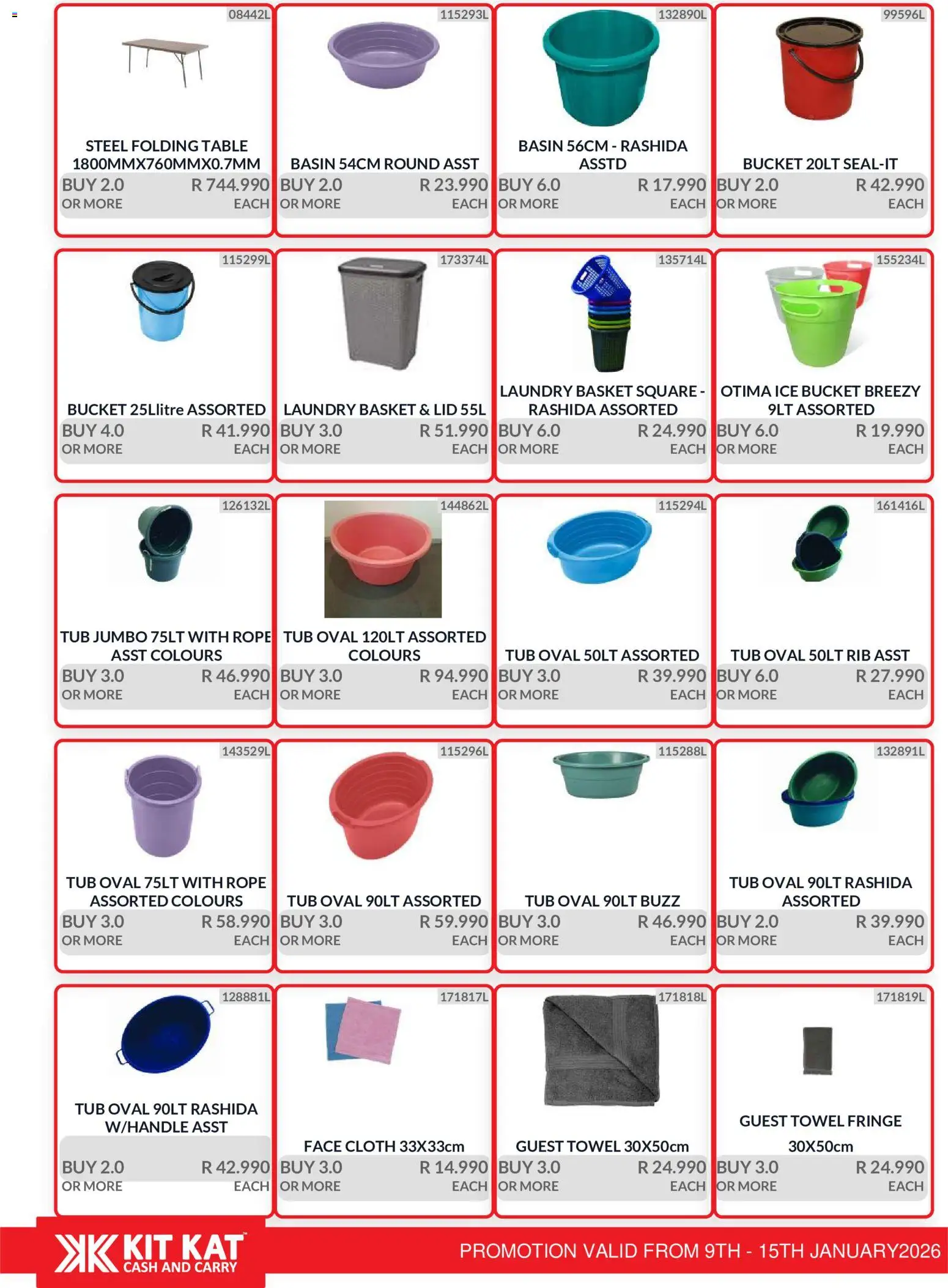 New KIT KAT Cash & Carry catalogue – valid from 09.01.2026 | Page: 29 | Products: Table, Basket, Towel, Basin