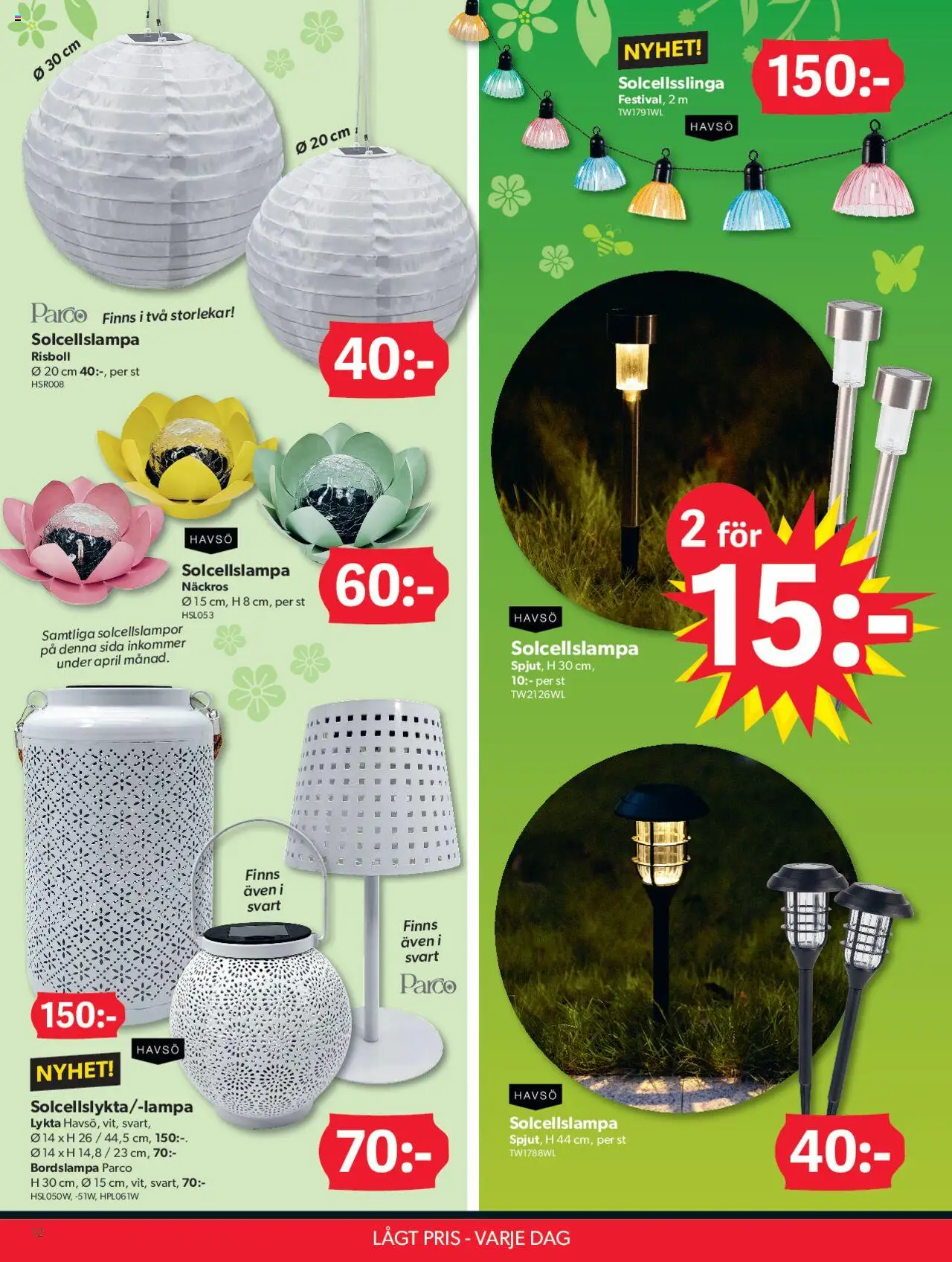 Dollar Store reklamblad aktuell från 07.04.2025 | Sida: 12 | Produkter: Lykta, Bordslampa