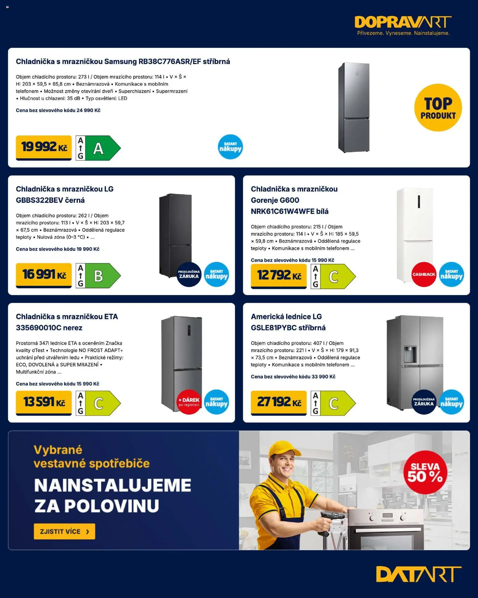 Datart leták od 09.03.2026 | Strana: 7 | Produkty: Lednice, Samsung, Chladnička, LED