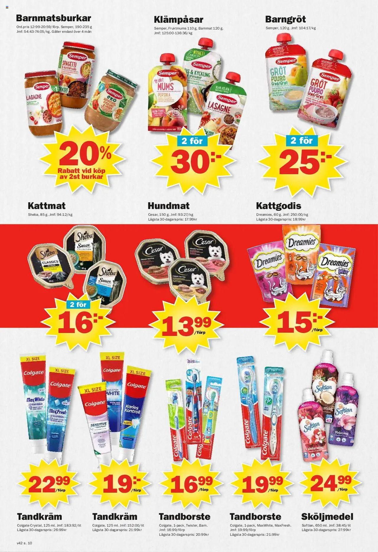 Pekås reklamblad aktuell från 13.10.2025 | Sida: 10 | Produkter: Tandkräm, Tandborste, Sköljmedel, Persika