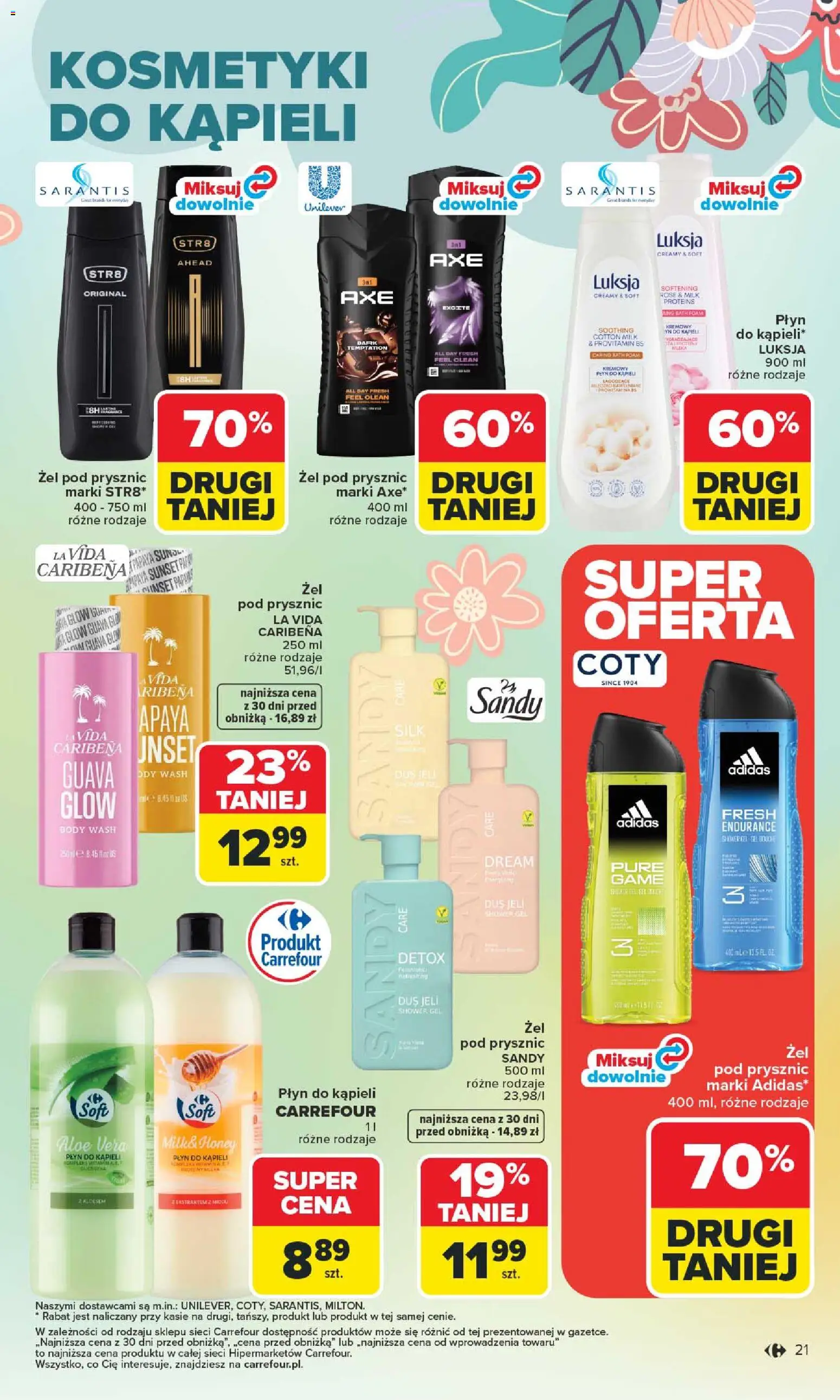 Carrefour gazetka - Wiosna Inspiruje od 02.03.2026 | Strona: 21 | Produkty: Kosmetyki, Milka, Prysznic, Żel pod prysznic