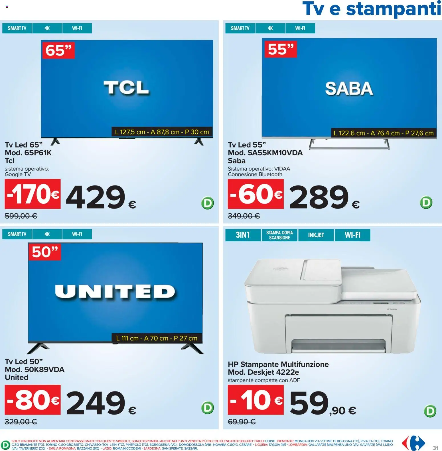 Volantino Carrefour del 13.03.2026 | Pagina: 31 | Prodotti: smart TV, Stampante, TV, Stampa