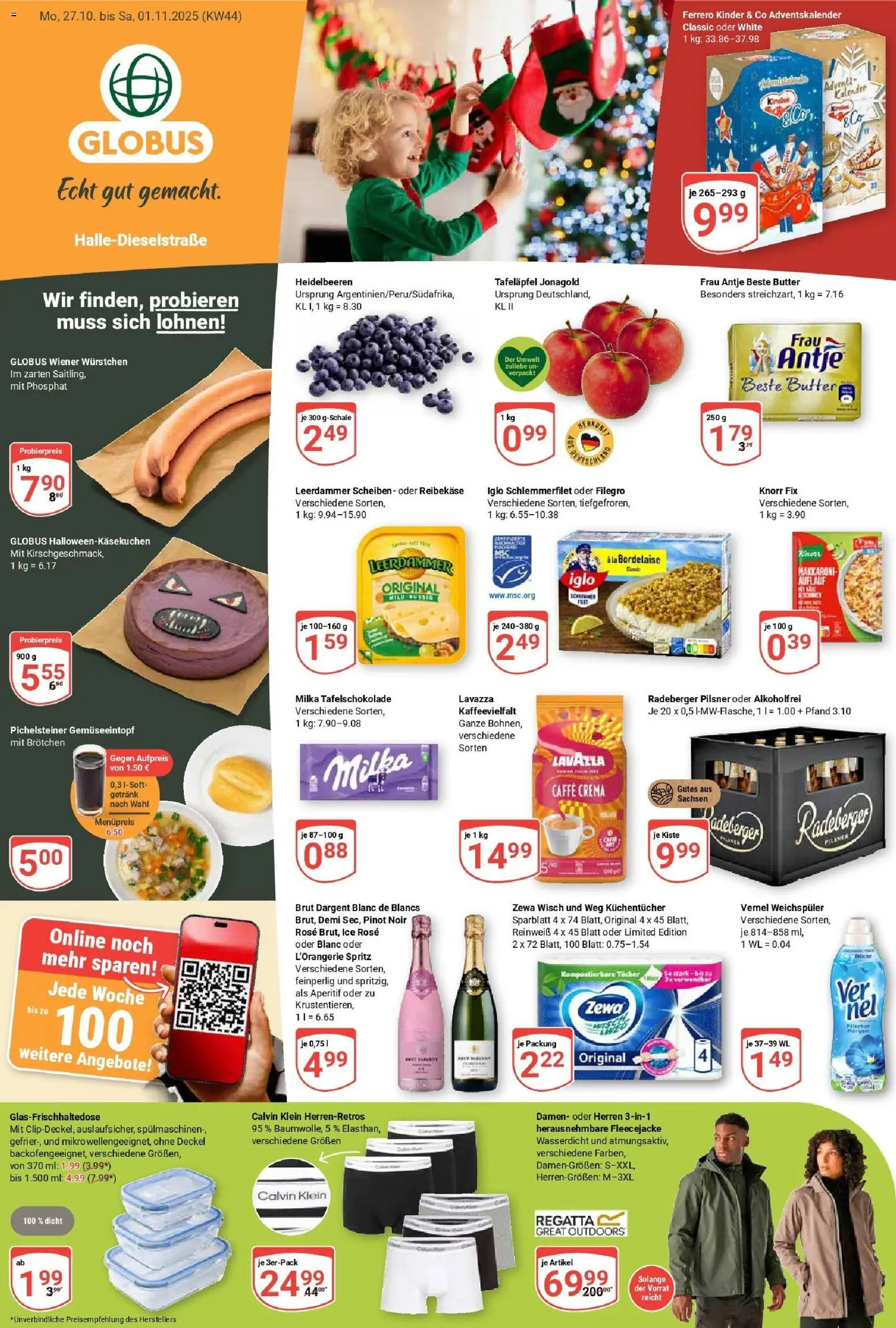 Globus prospekt Halle (saale)	 – gültig ab 26.10.2025 | Seite: 3 | Produkte: Leerdammer, Weichspüler, Radeberger pilsner, Vernel