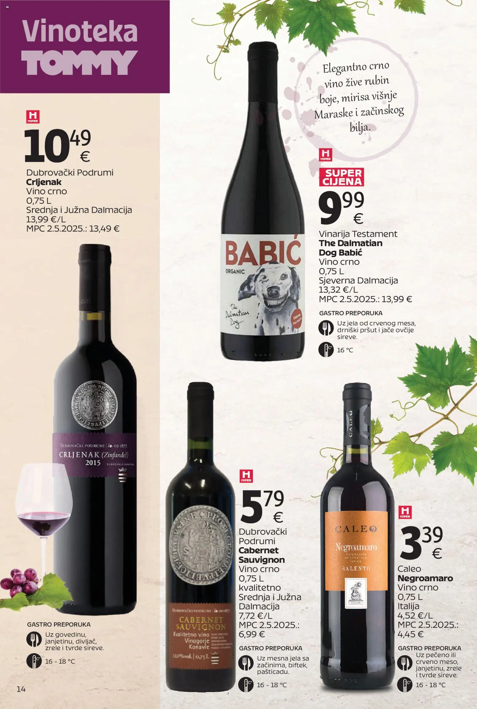 Tommy katalog | vrijedi od 27.04.2026 | Stranica: 14 | Proizvodi: Vino, Pršut, Crno vino, Vinoteka