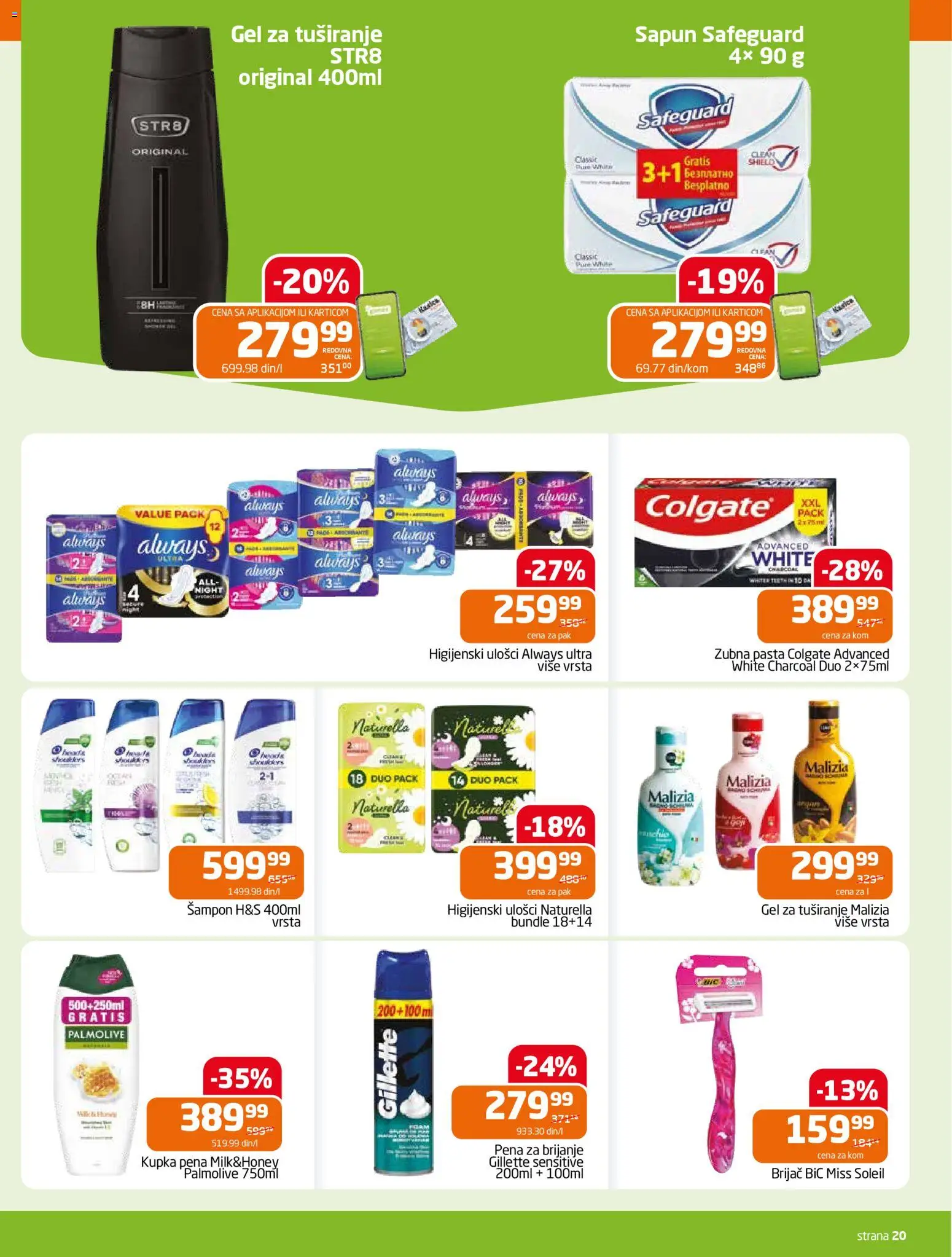 Gomex katalog - važi od 18.03.2026 | Strana: 20 | Proizvode: Colgate, Gillette, Pena za brijanje, Sapun